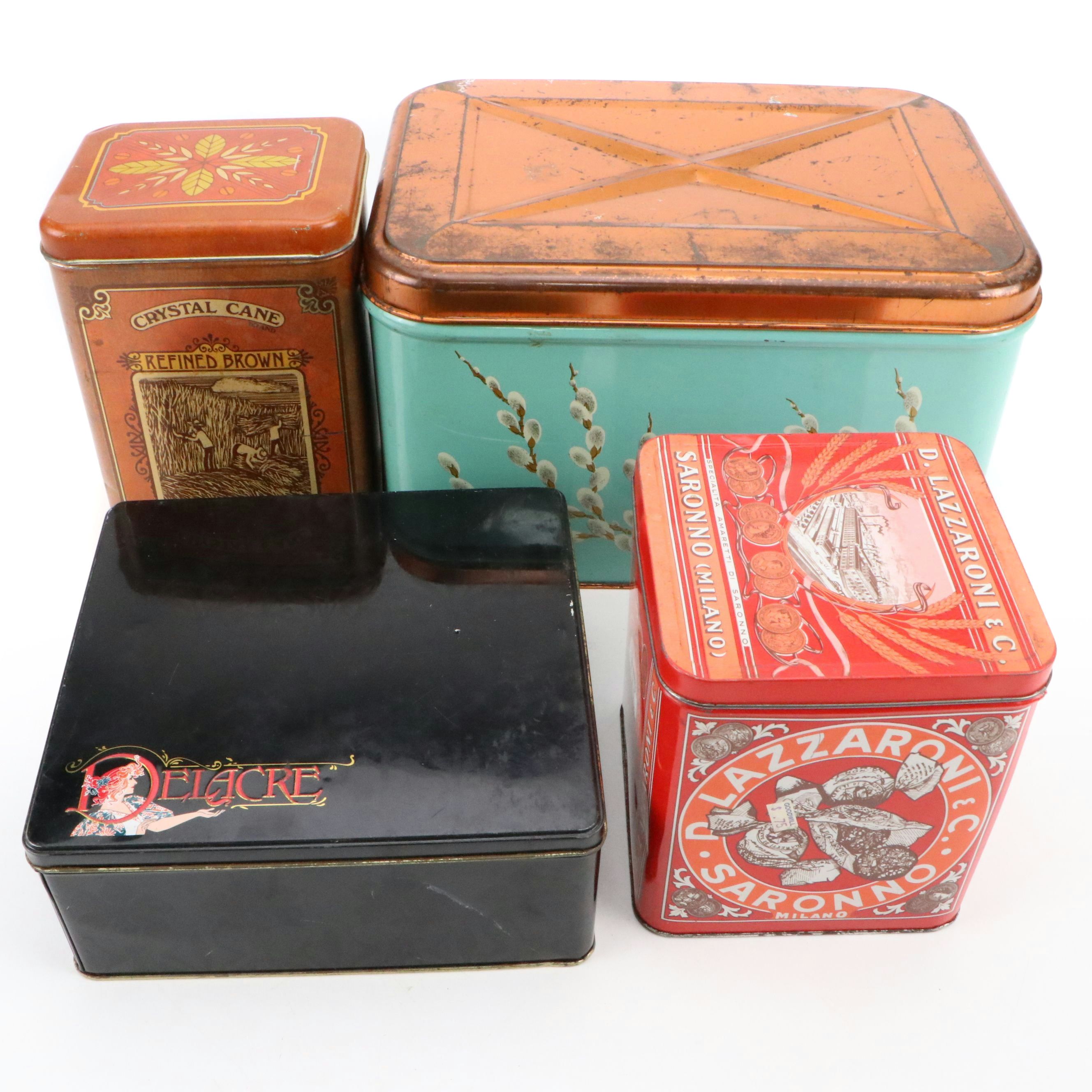 National Can Co. Tin Bread Box with Velvet Tobacco Can and More Canisters