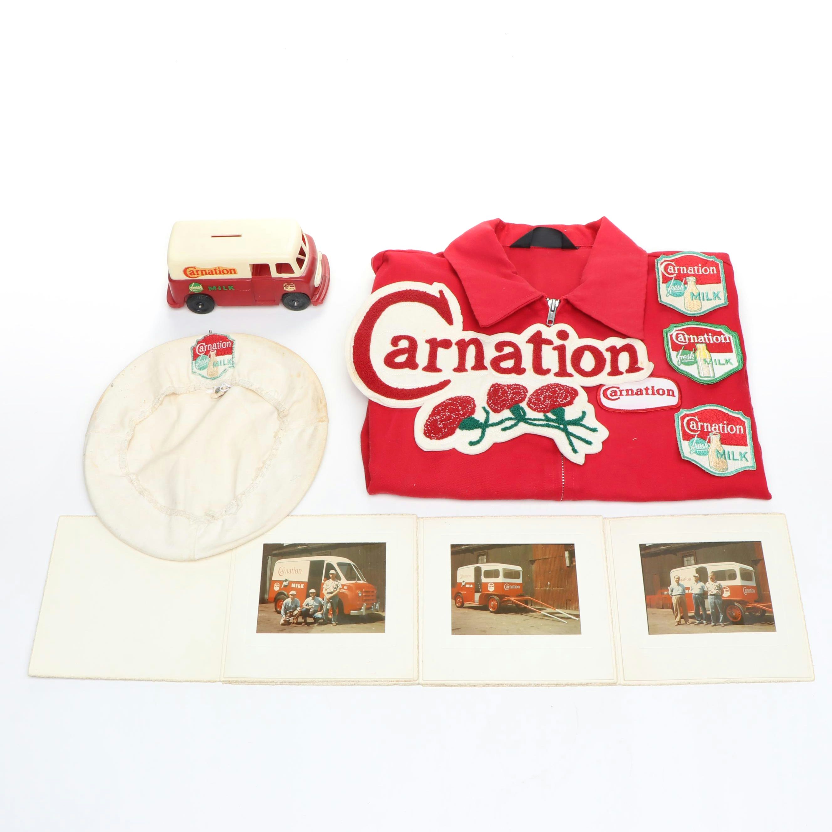 Carnation Milk Advertising Uniform Hat and Jacket with Other Memorabilia