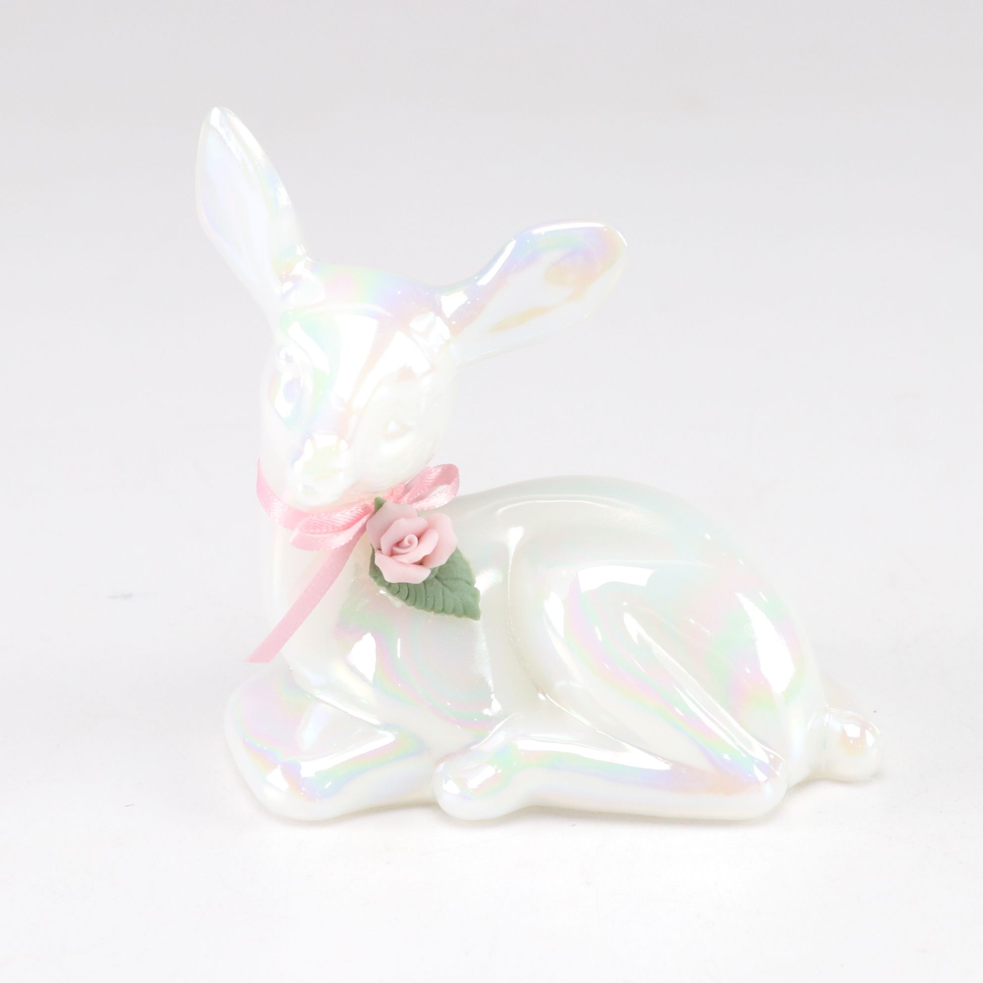 Hand-Painted & Opalescent Duckling, Deer & Flower Girl Figurines