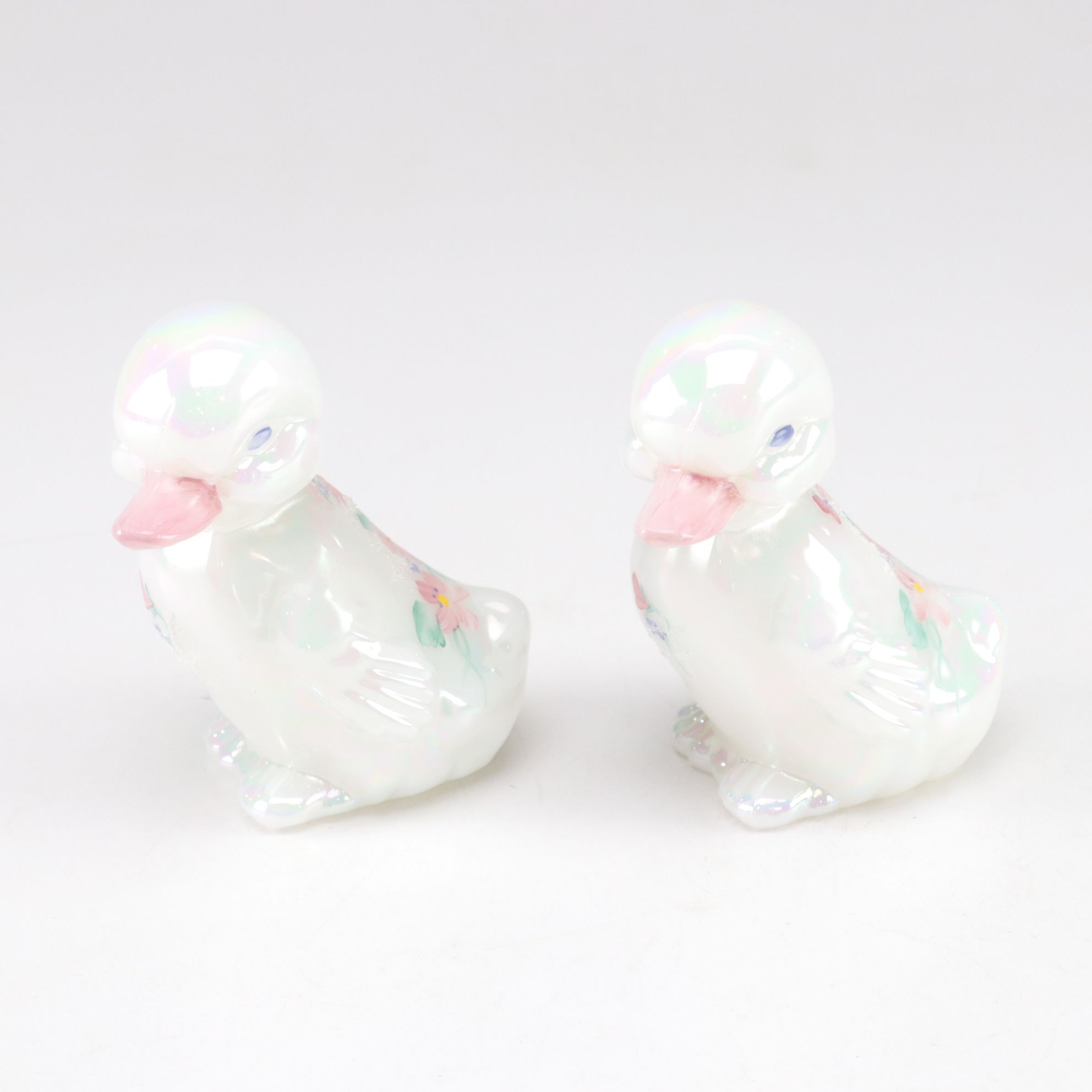 Hand-Painted & Opalescent Duckling, Deer & Flower Girl Figurines