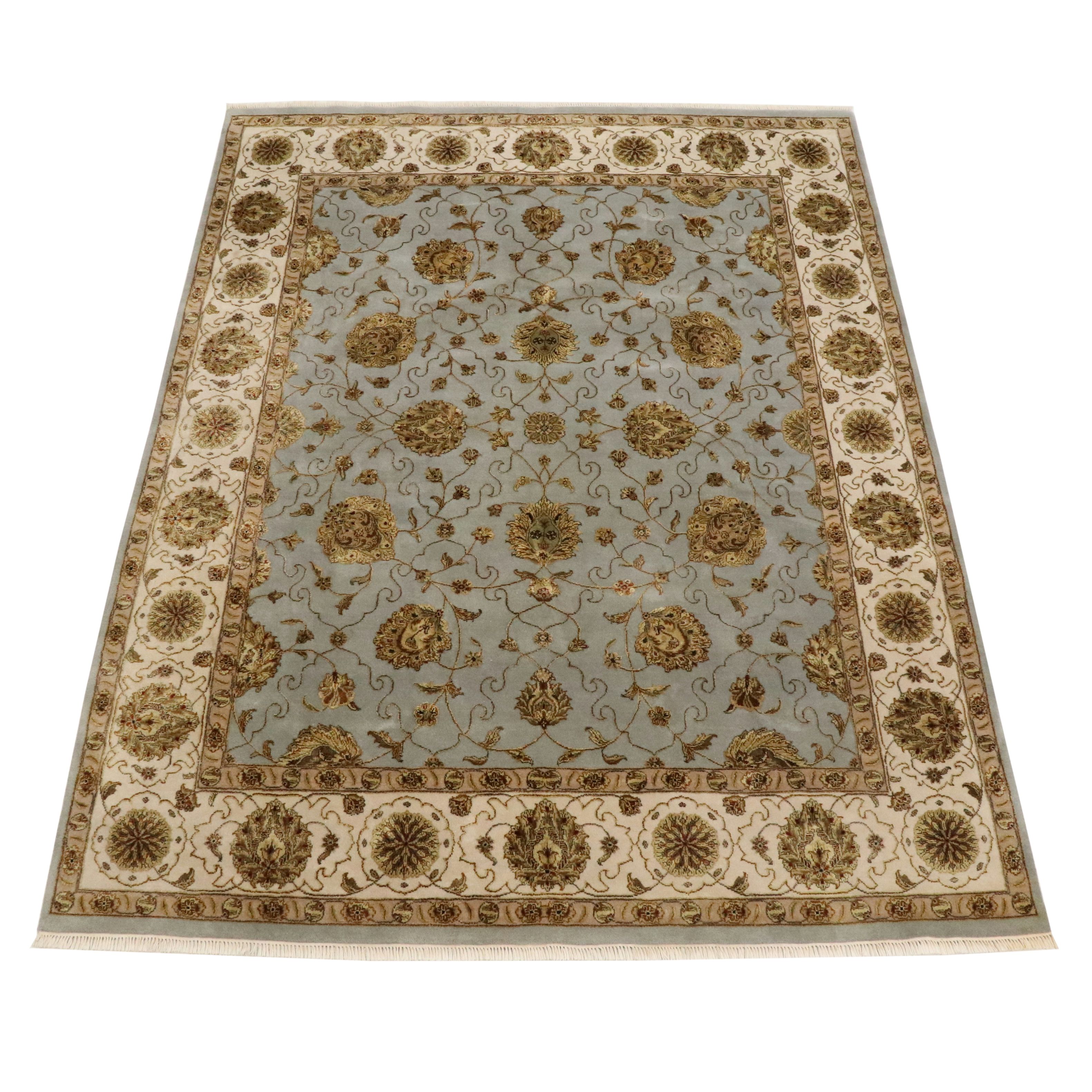 7'10 x 10'6 Hand-Knotted Indian Agra Wool & Silk Area Rug