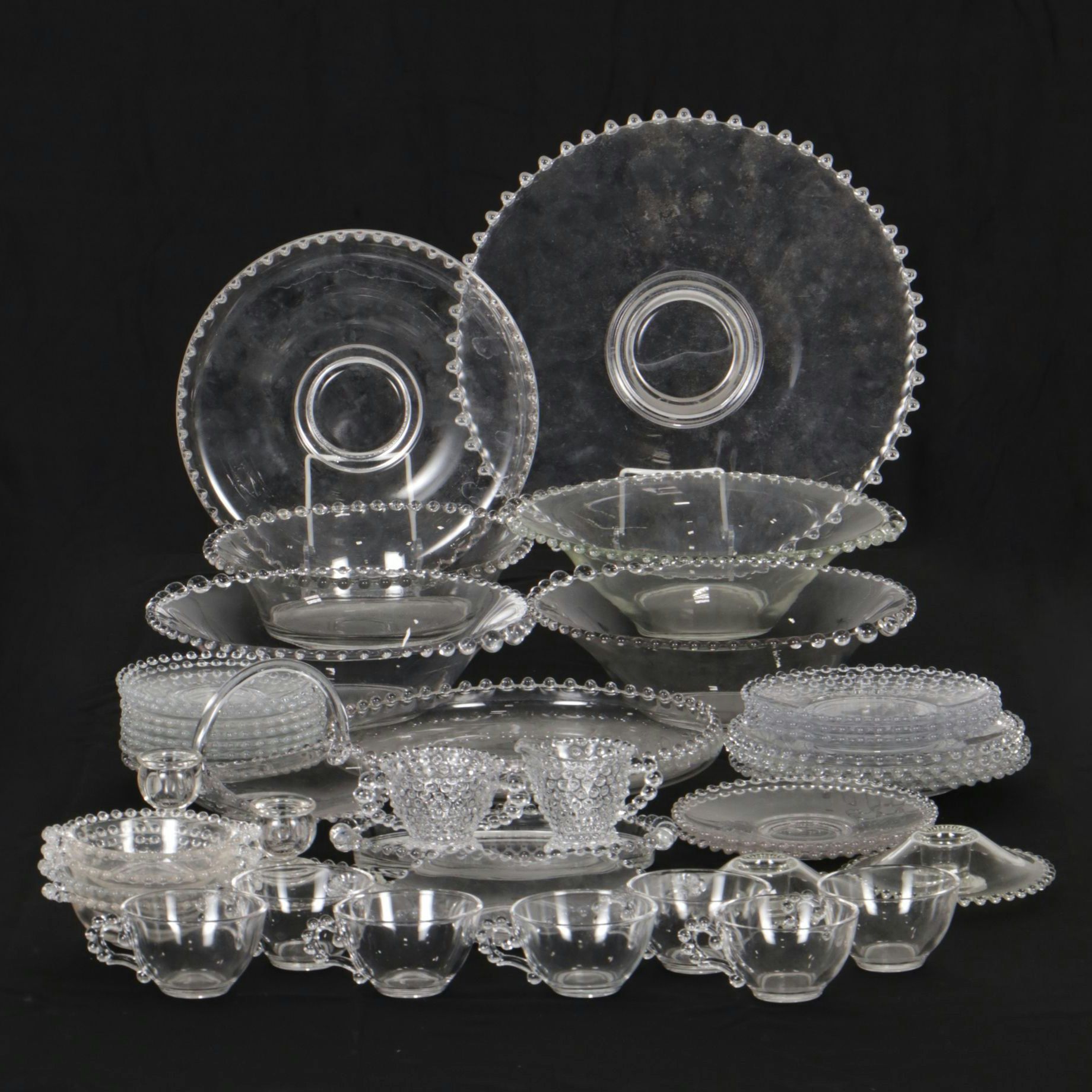 Imperial "Candlewick" Glassware Collection Featuring Waterfall Candle Holders