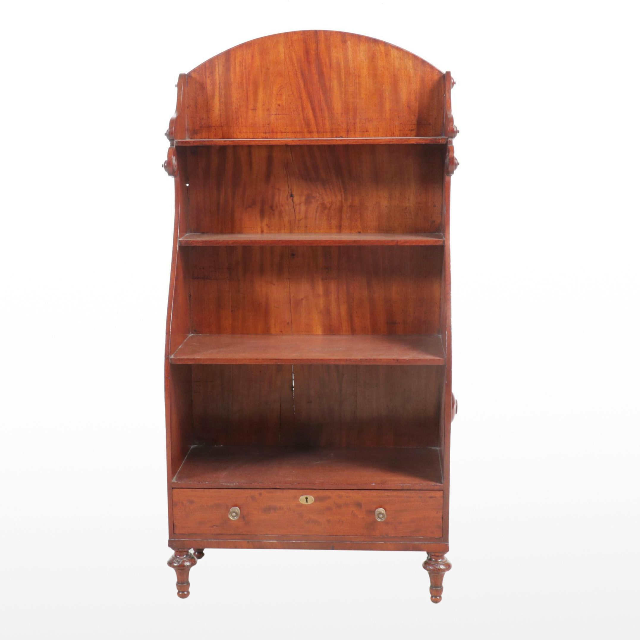 English Regency Style Mahogany Waterfall Bookcase, 19th Century
