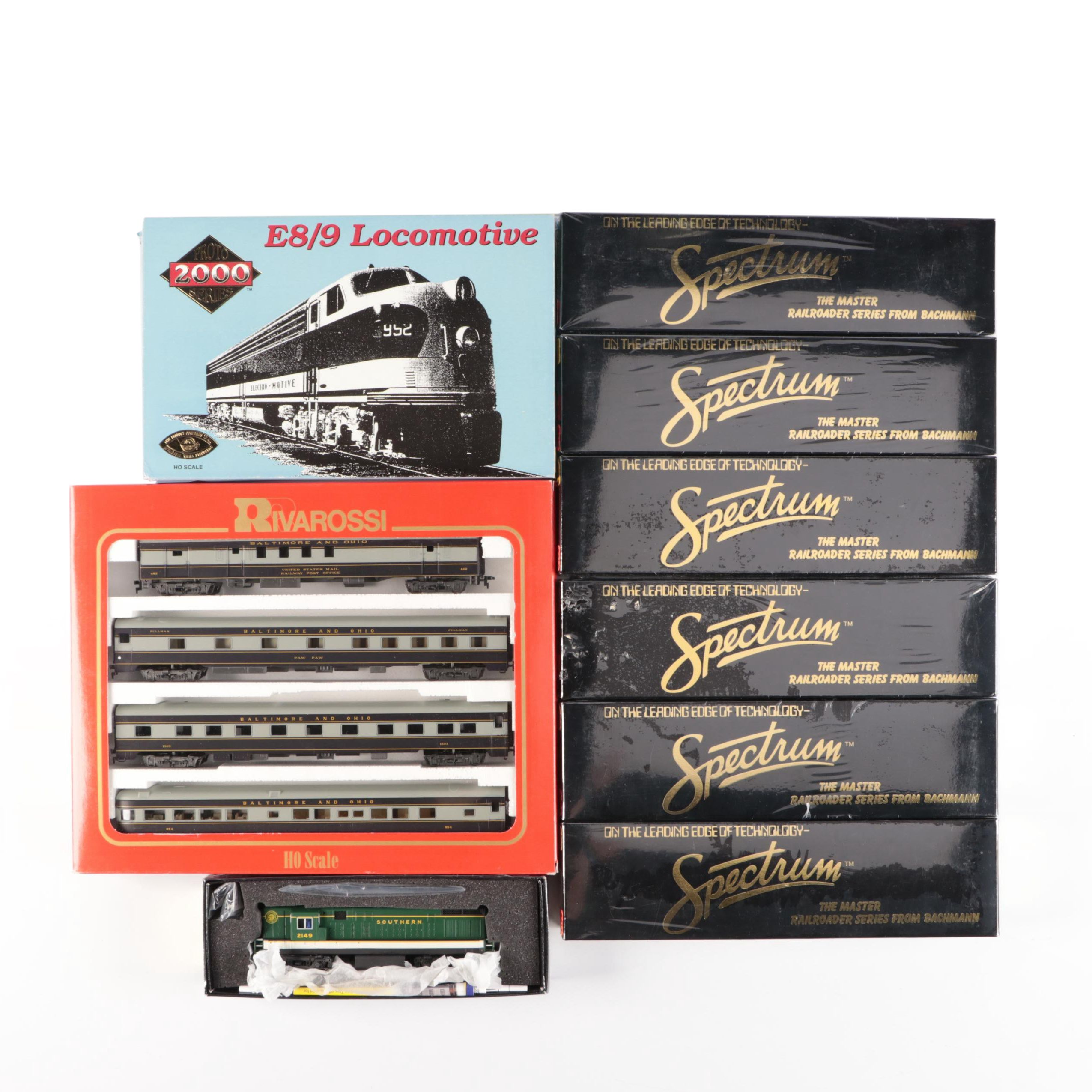Proto Series 2000 E8/9 Locomotive with Bachmann "Spectrum" and More Train Cars