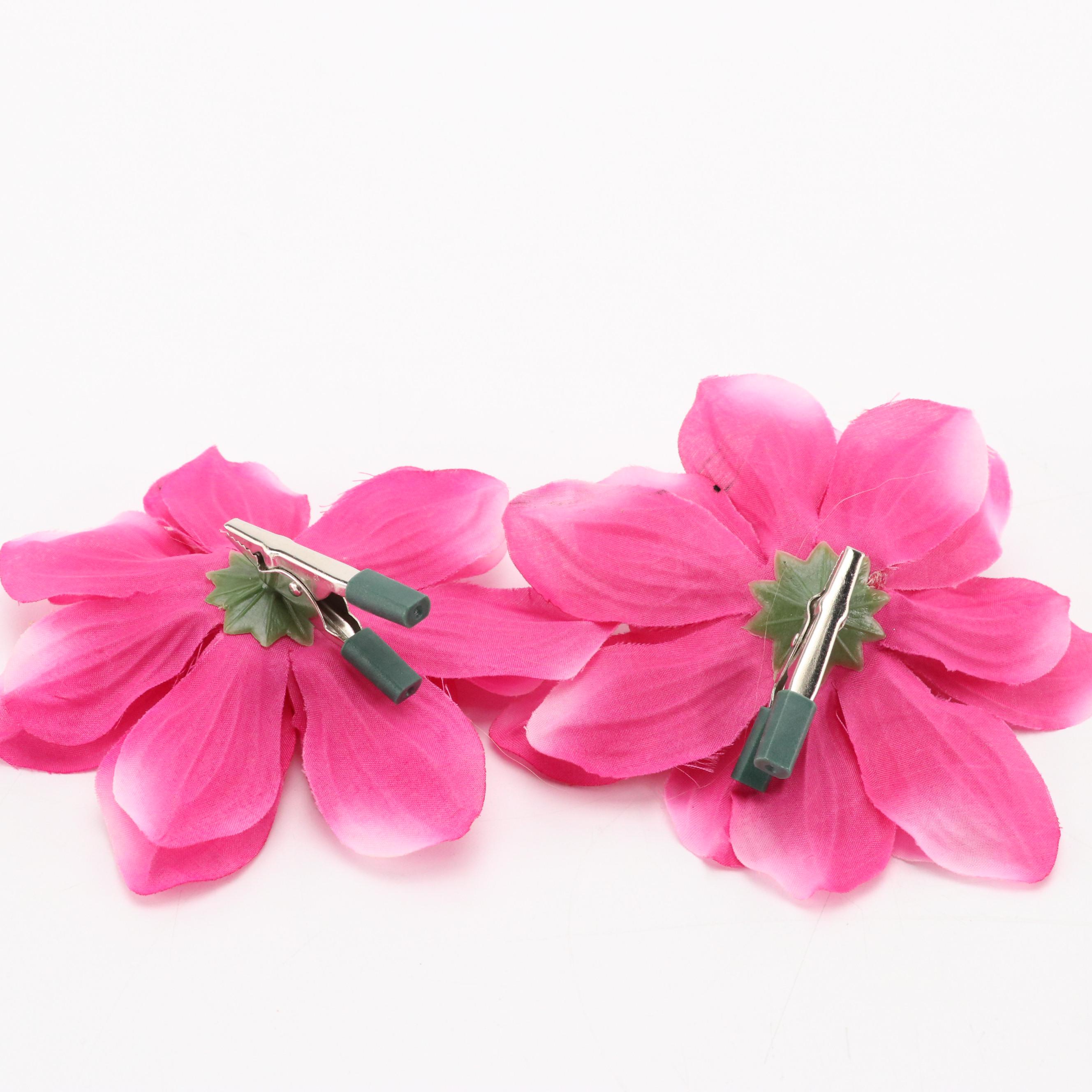 Braided, Embellished and Other Hard Headbands with Floral Hair Clips