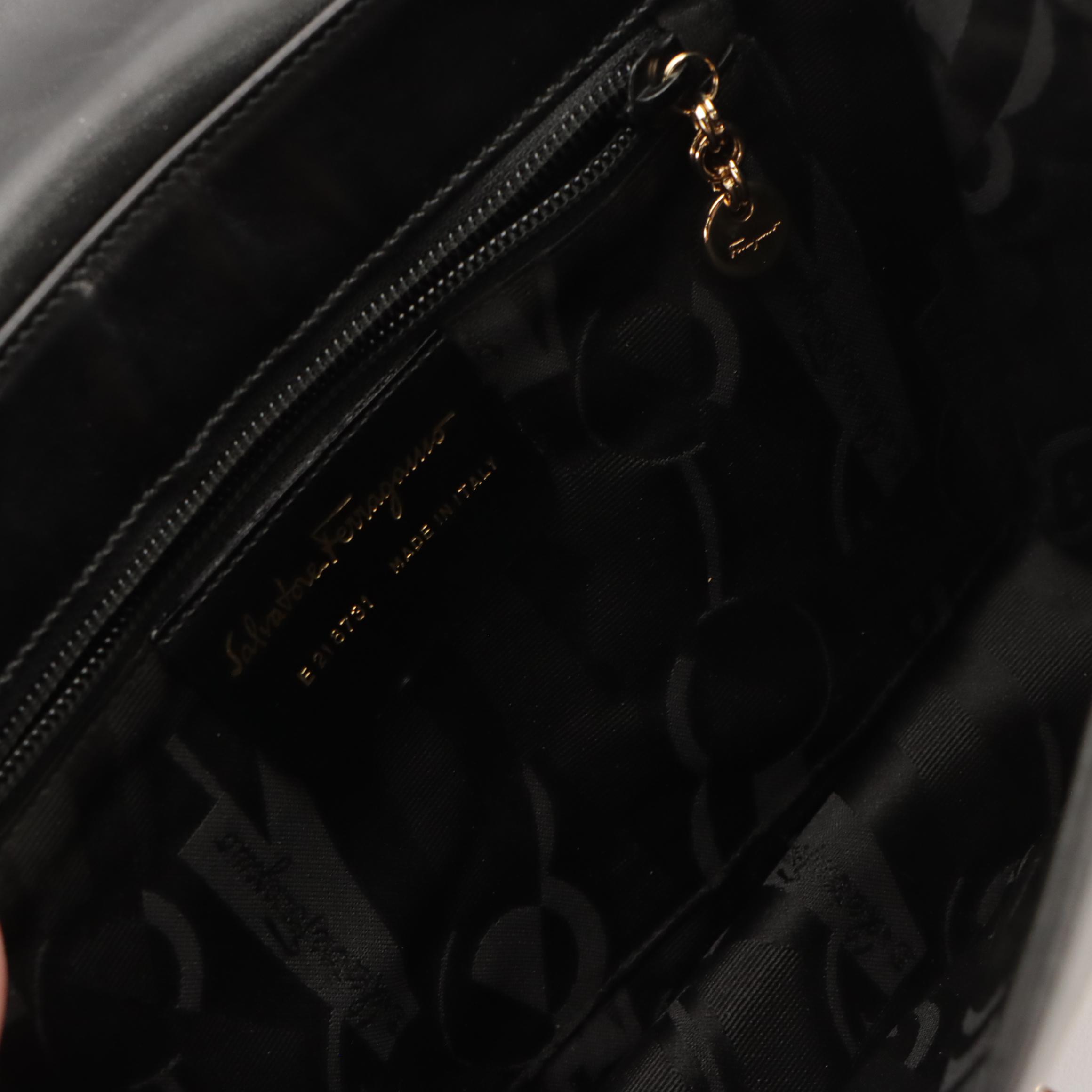 Salvatore Ferragamo Black Leather Shoulder and Gancini Canvas Crossbody Bags