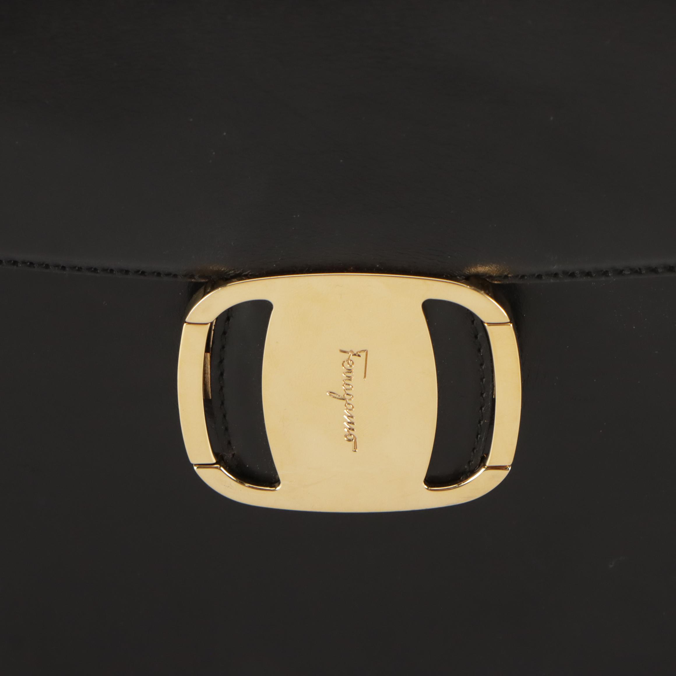 Salvatore Ferragamo Black Leather Shoulder and Gancini Canvas Crossbody Bags