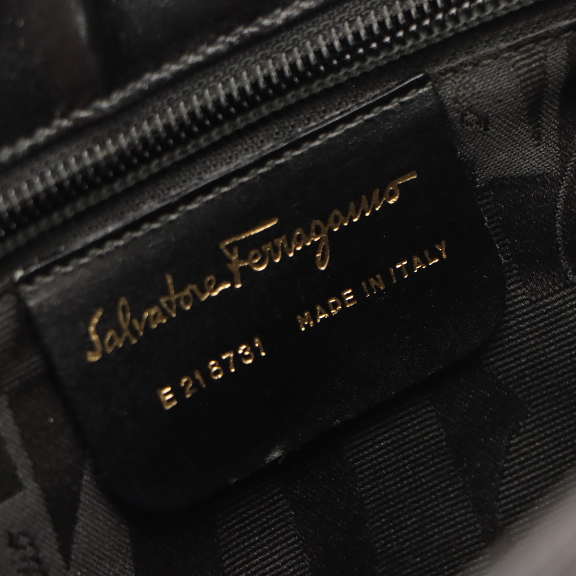 Salvatore Ferragamo Black Leather Shoulder and Gancini Canvas Crossbody Bags