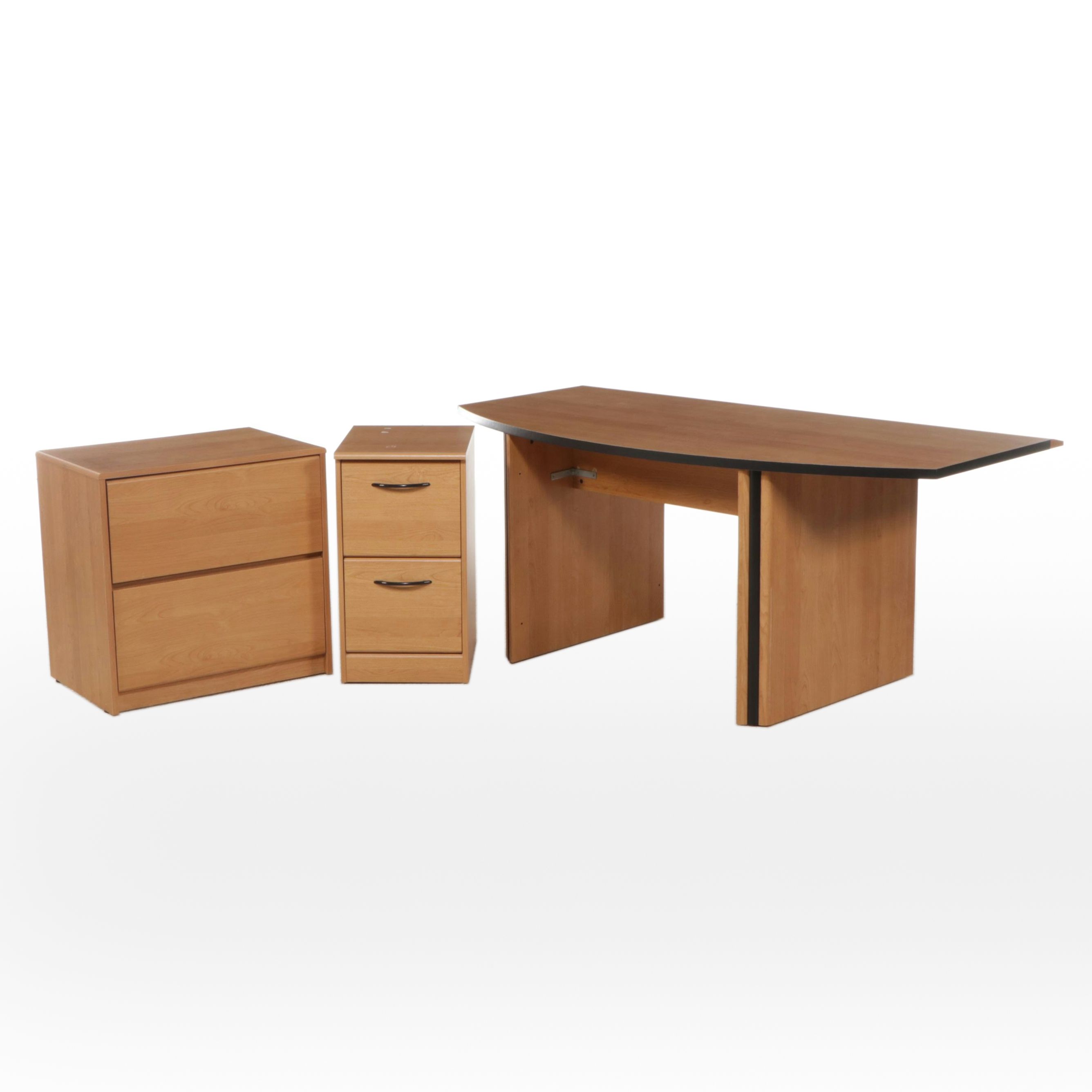Contemporary Desk with Filing Cabinets