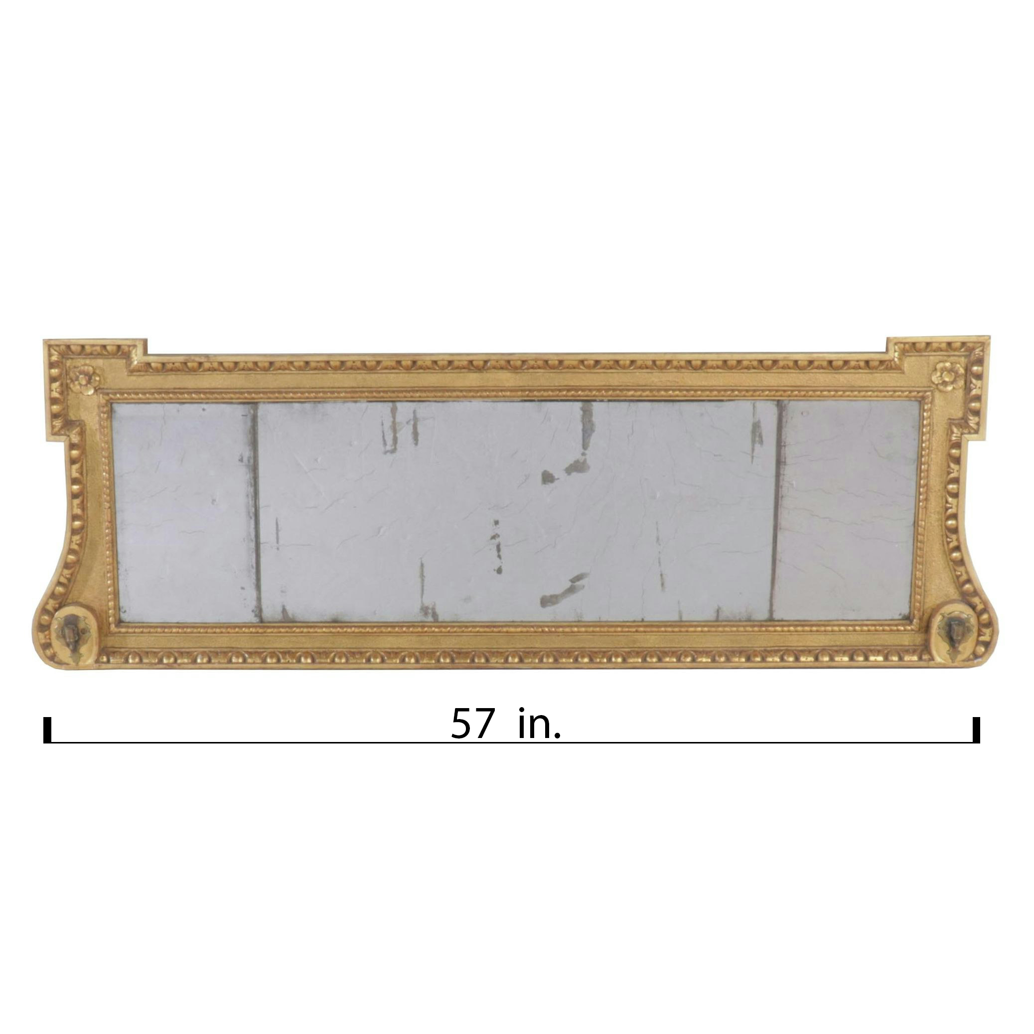 Louis XVI Style Giltwood Overmantel Mirror with Candlestick Insert Brackets