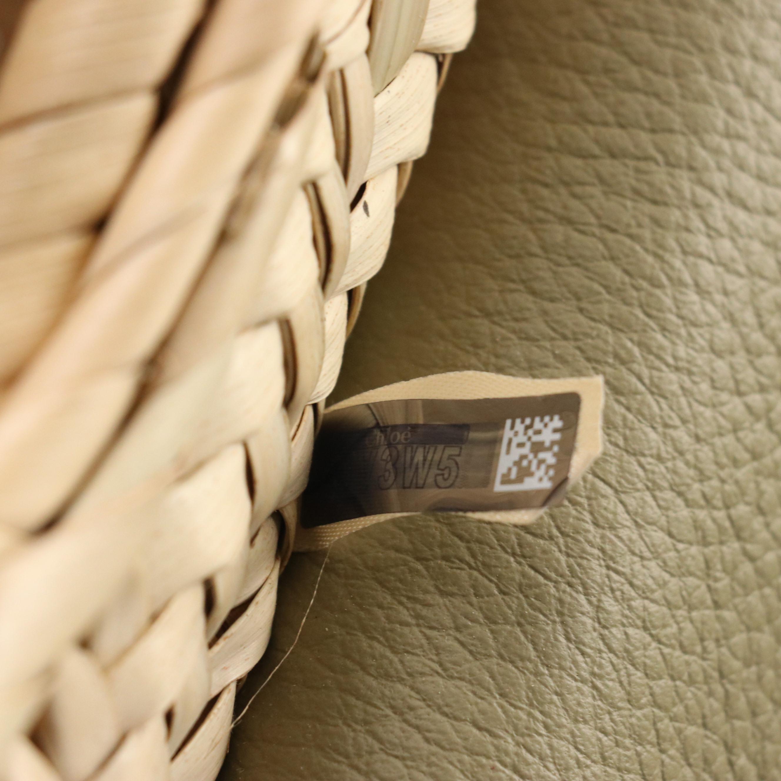 Chloé Marcie Crossbody Bag in Woven Palm Leaf and Pottery Green Calfskin, W/ Tag