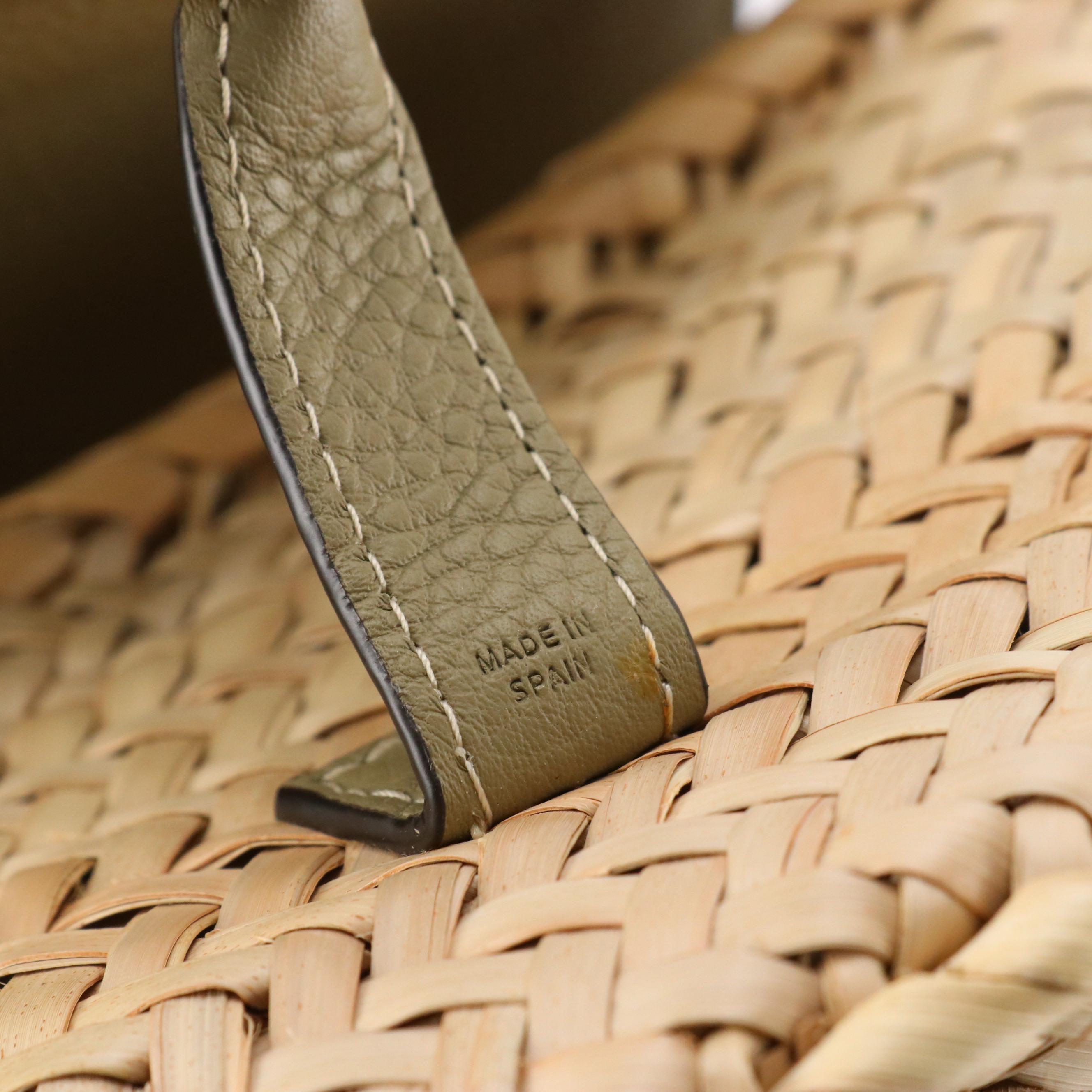 Chloé Marcie Crossbody Bag in Woven Palm Leaf and Pottery Green Calfskin, W/ Tag