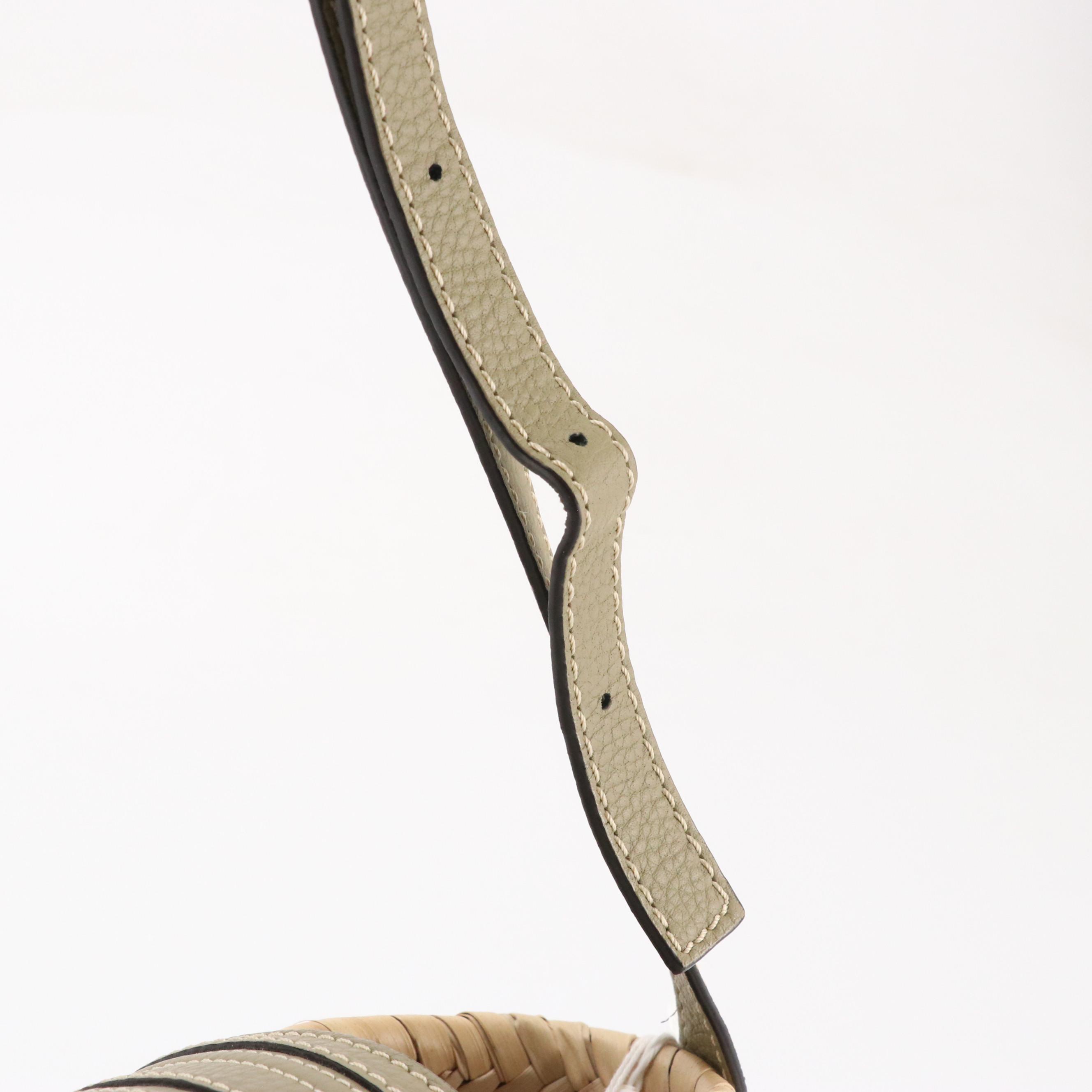 Chloé Marcie Crossbody Bag in Woven Palm Leaf and Pottery Green Calfskin, W/ Tag