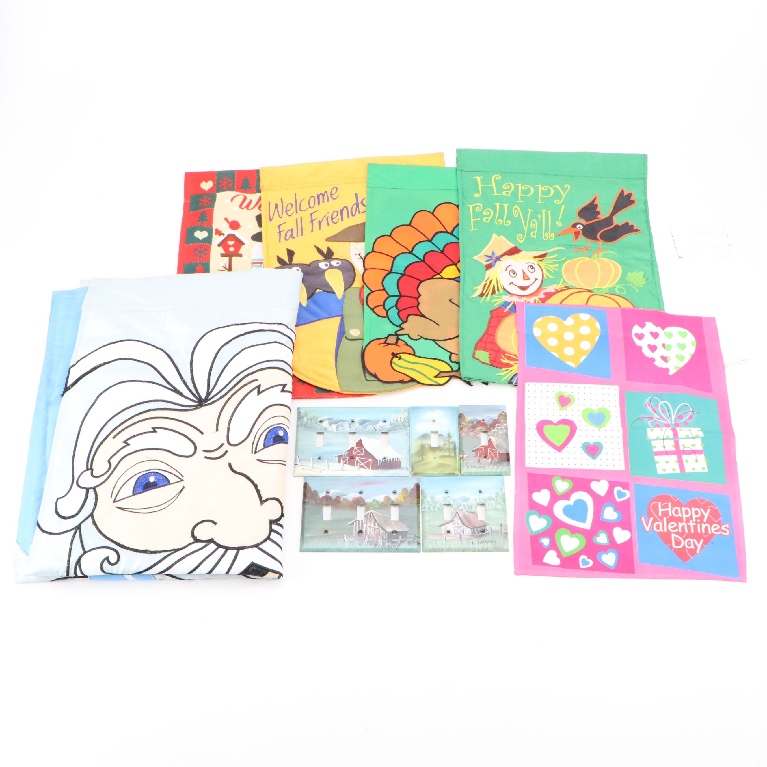 Seasonal Garden Flags with Hand-Painted Switchplates