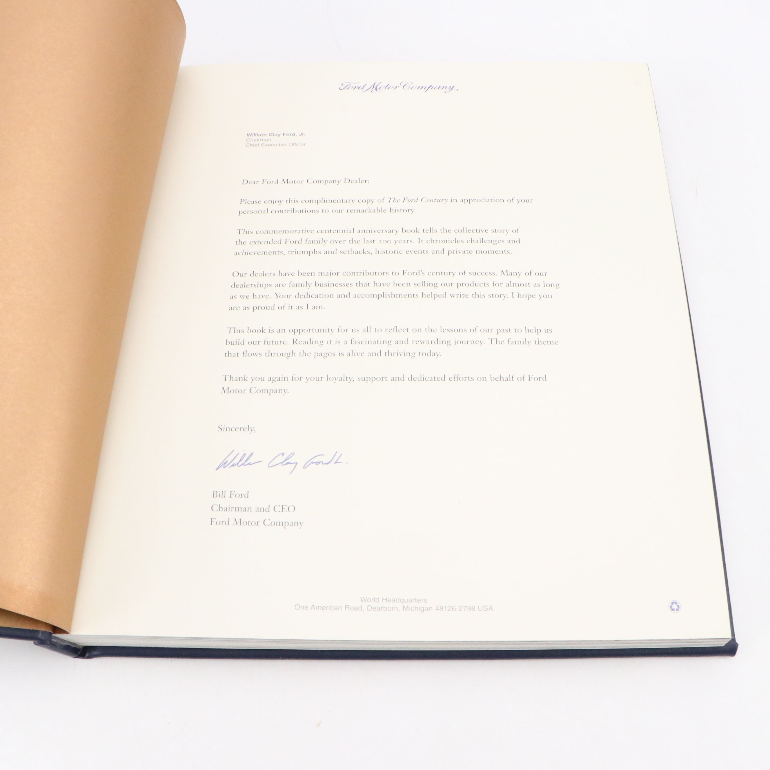 Commemorative First Edition "The Ford Century" Edited by Sarah Morgans, 2002