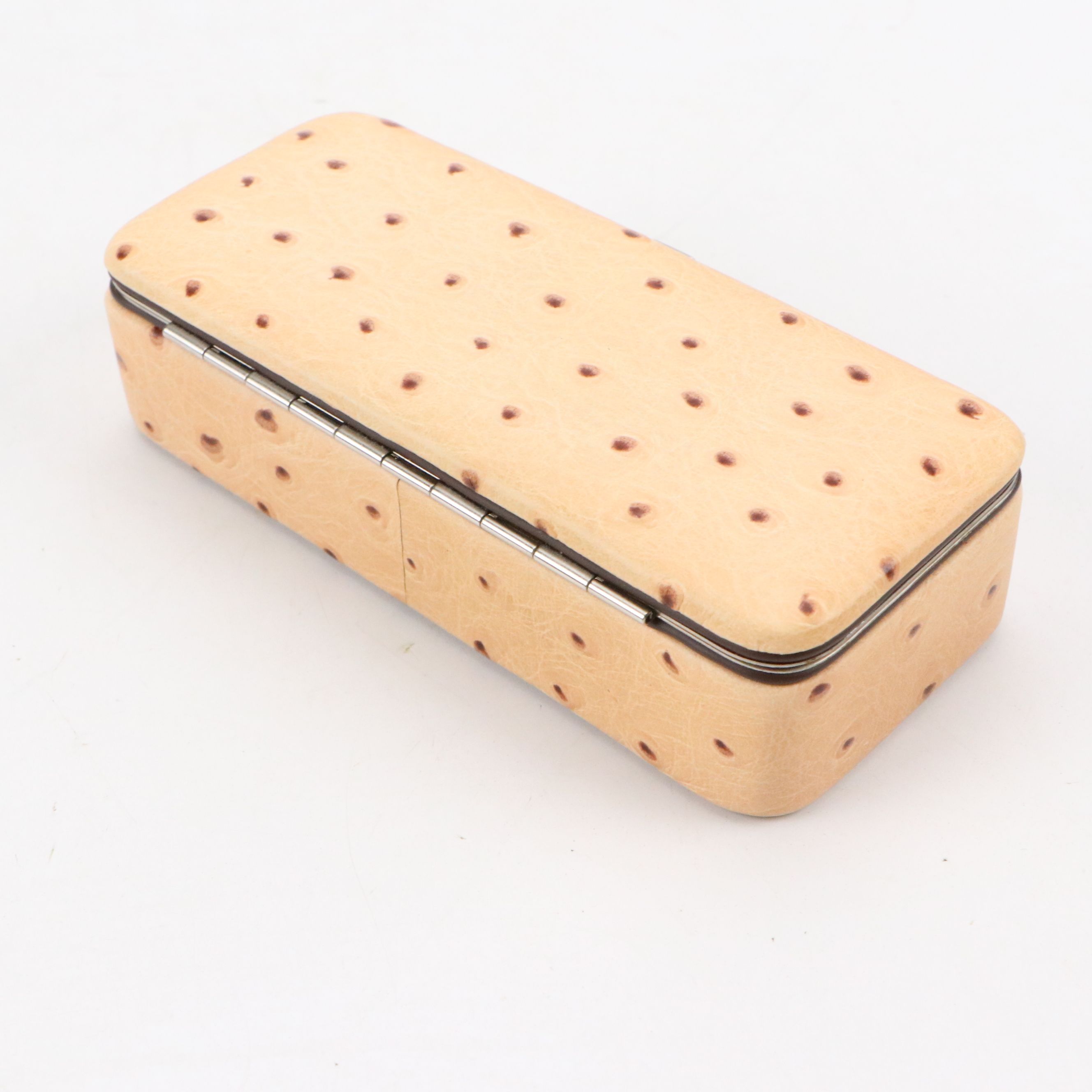 F. Hammann Dominoes Set with Ostrich Embossed Leather Case