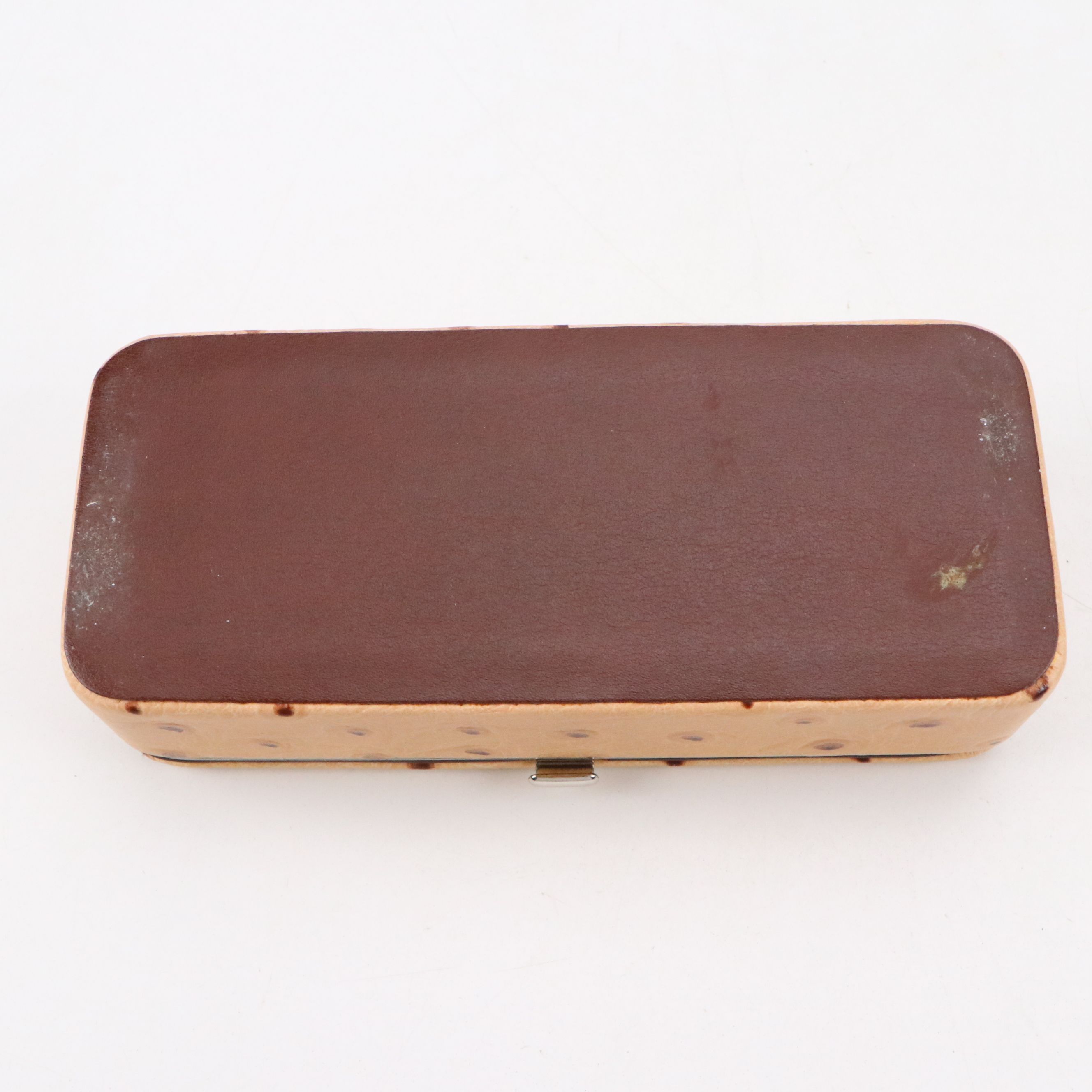 F. Hammann Dominoes Set with Ostrich Embossed Leather Case