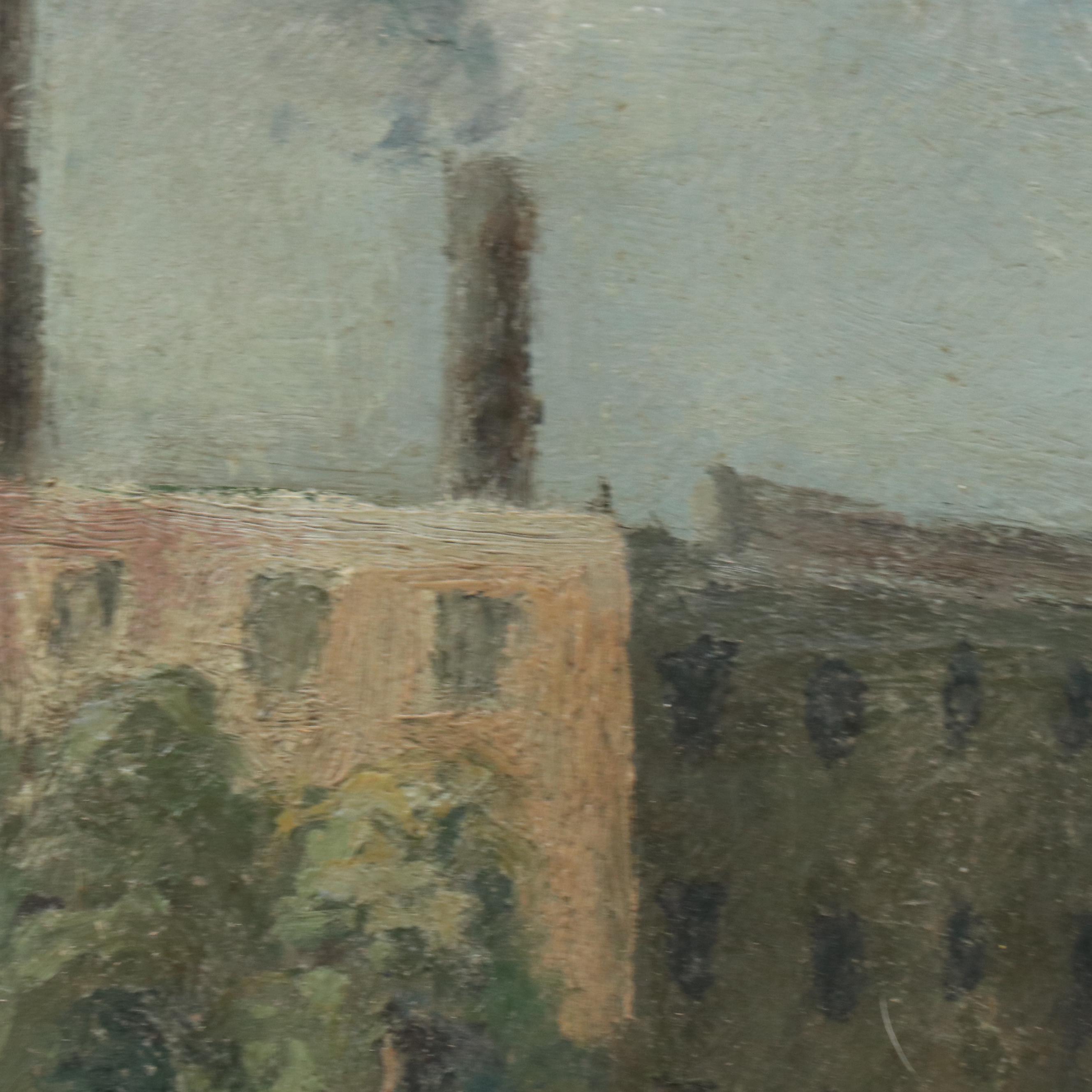 John Ash Oil Painting of Wharf, Late 20th Century