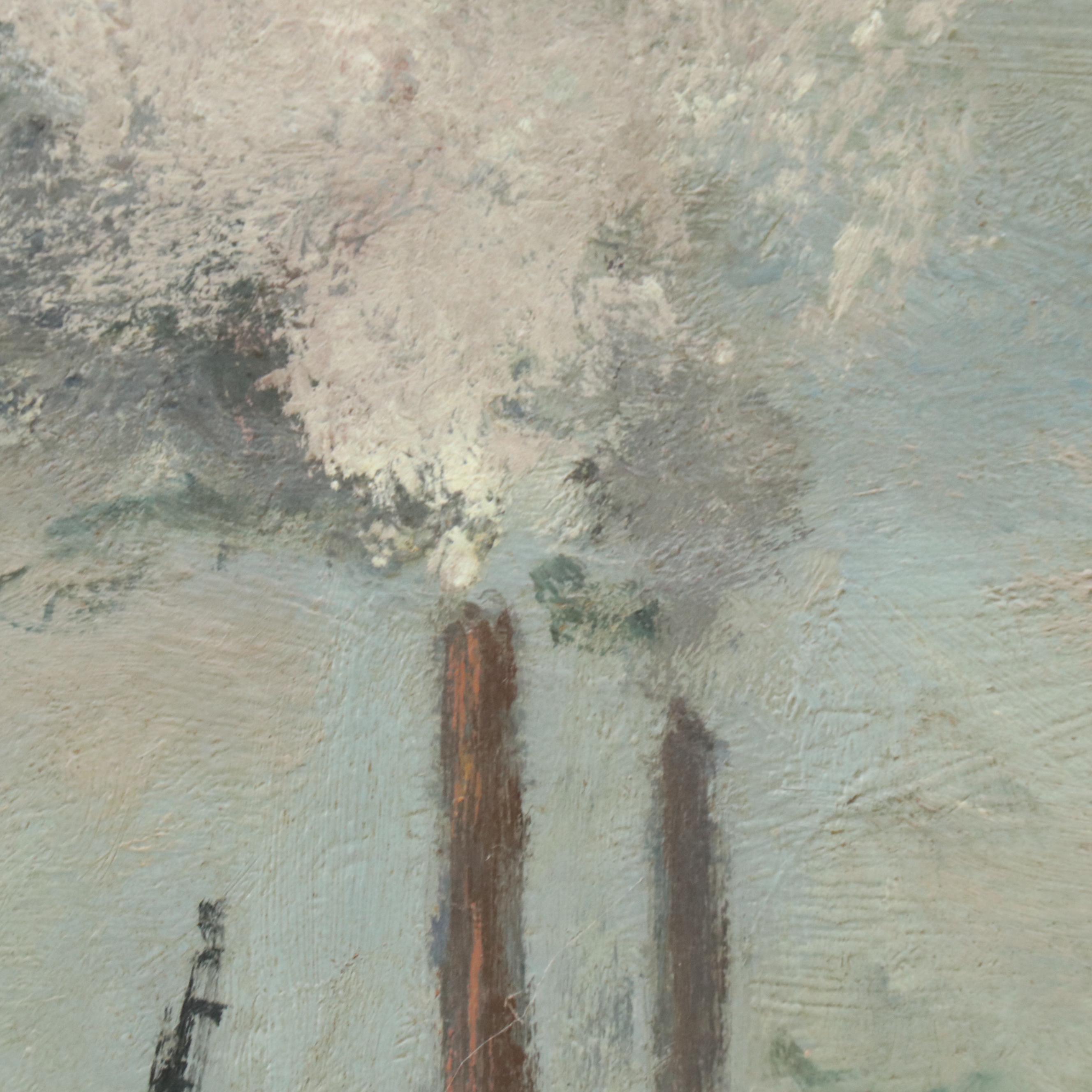 John Ash Oil Painting of Wharf, Late 20th Century