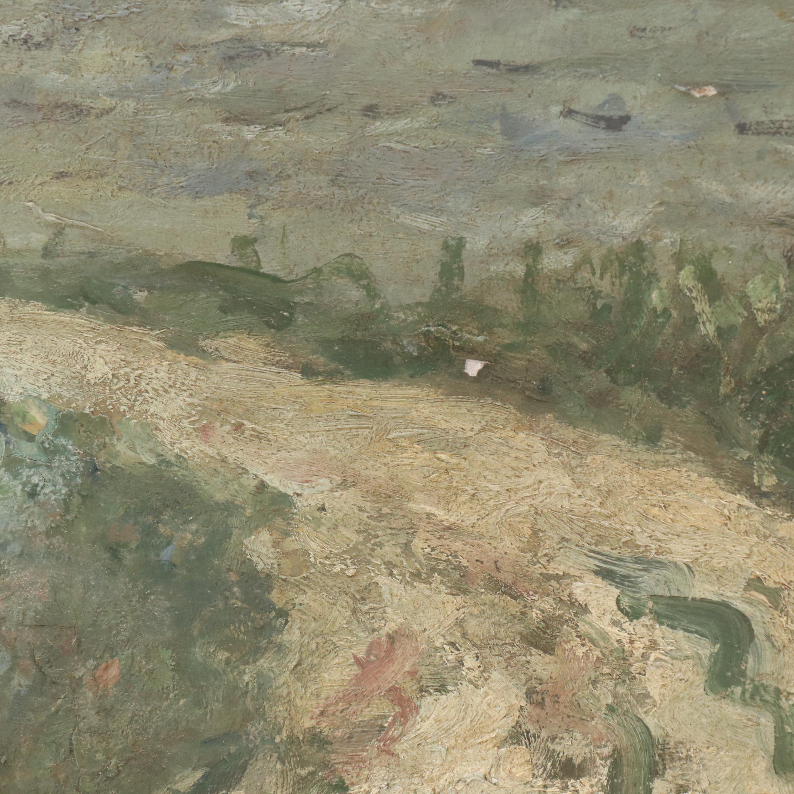 John Ash Oil Painting of Wharf, Late 20th Century