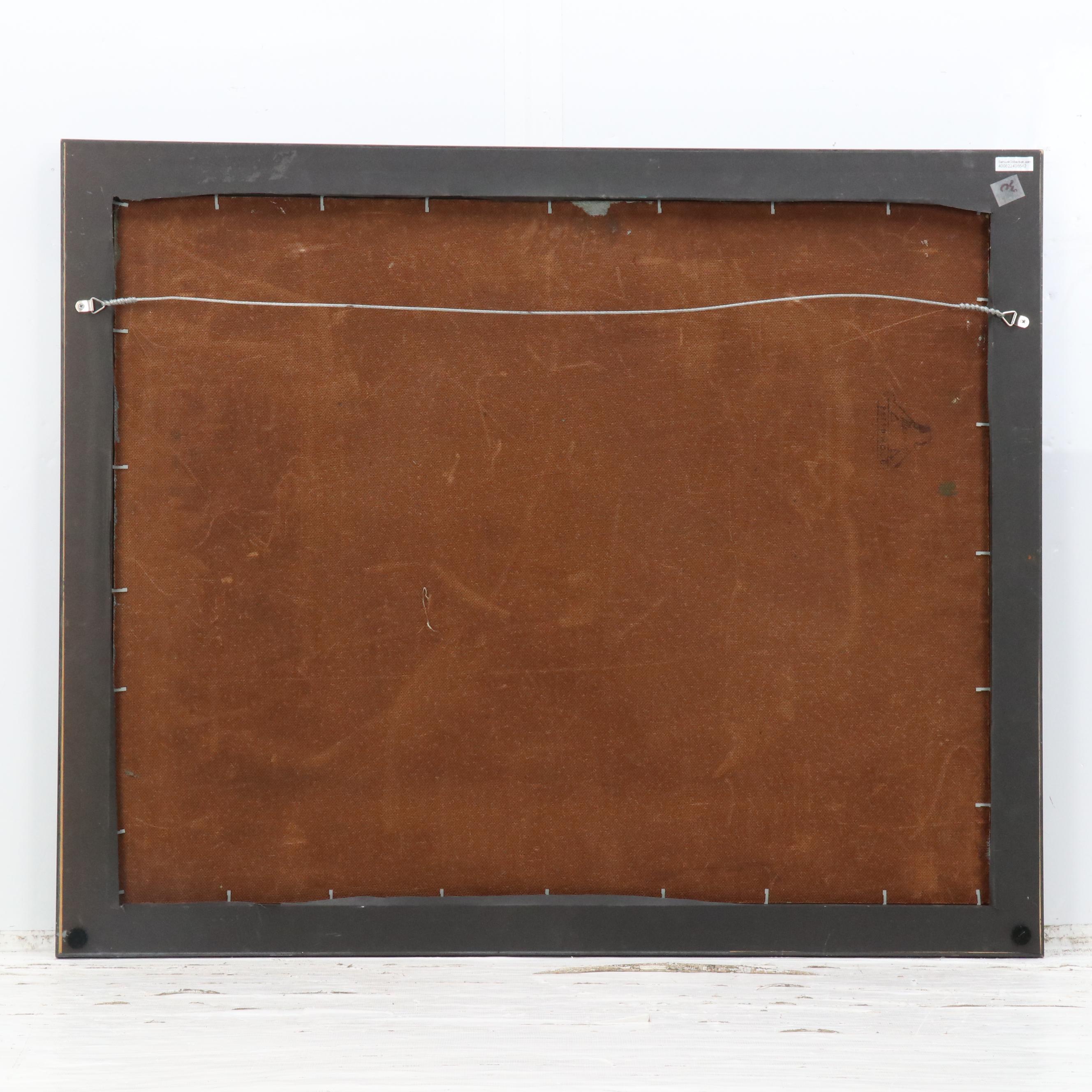 John Ash Oil Painting of Wharf, Late 20th Century