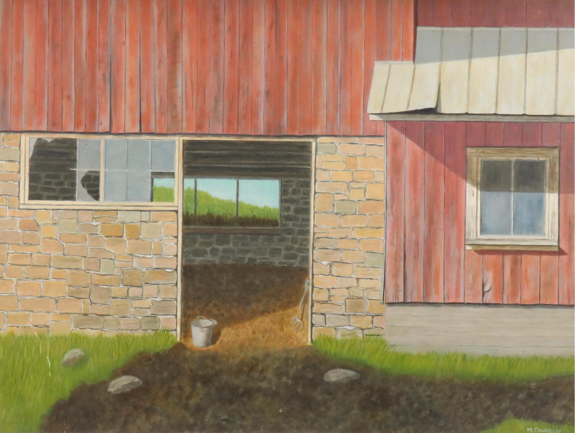 Martin W. Connelly Oil Painting "New York State Farm," Late 20th Century
