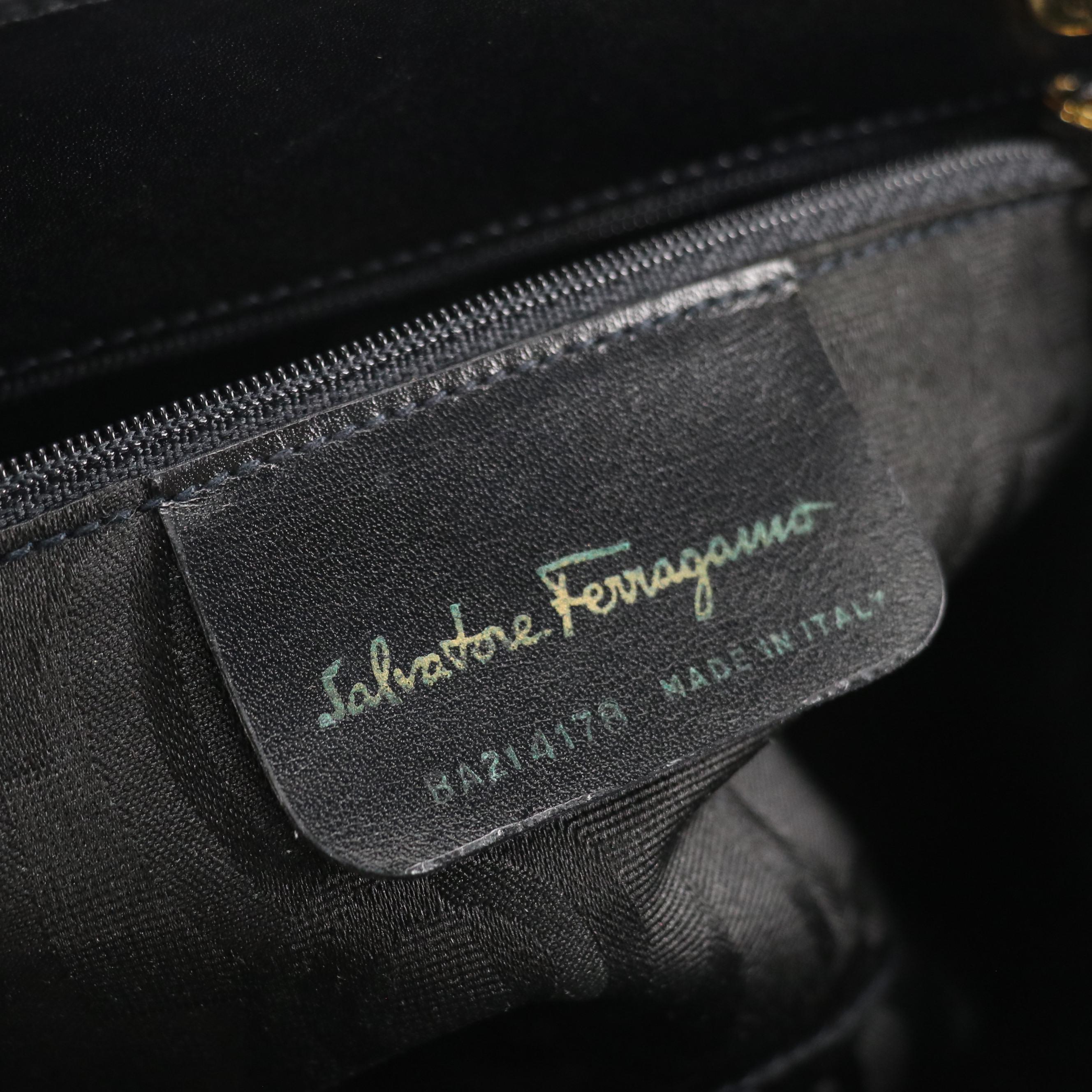 Salvatore Ferragamo Vara Bow Two-Way Bag in Black Leather