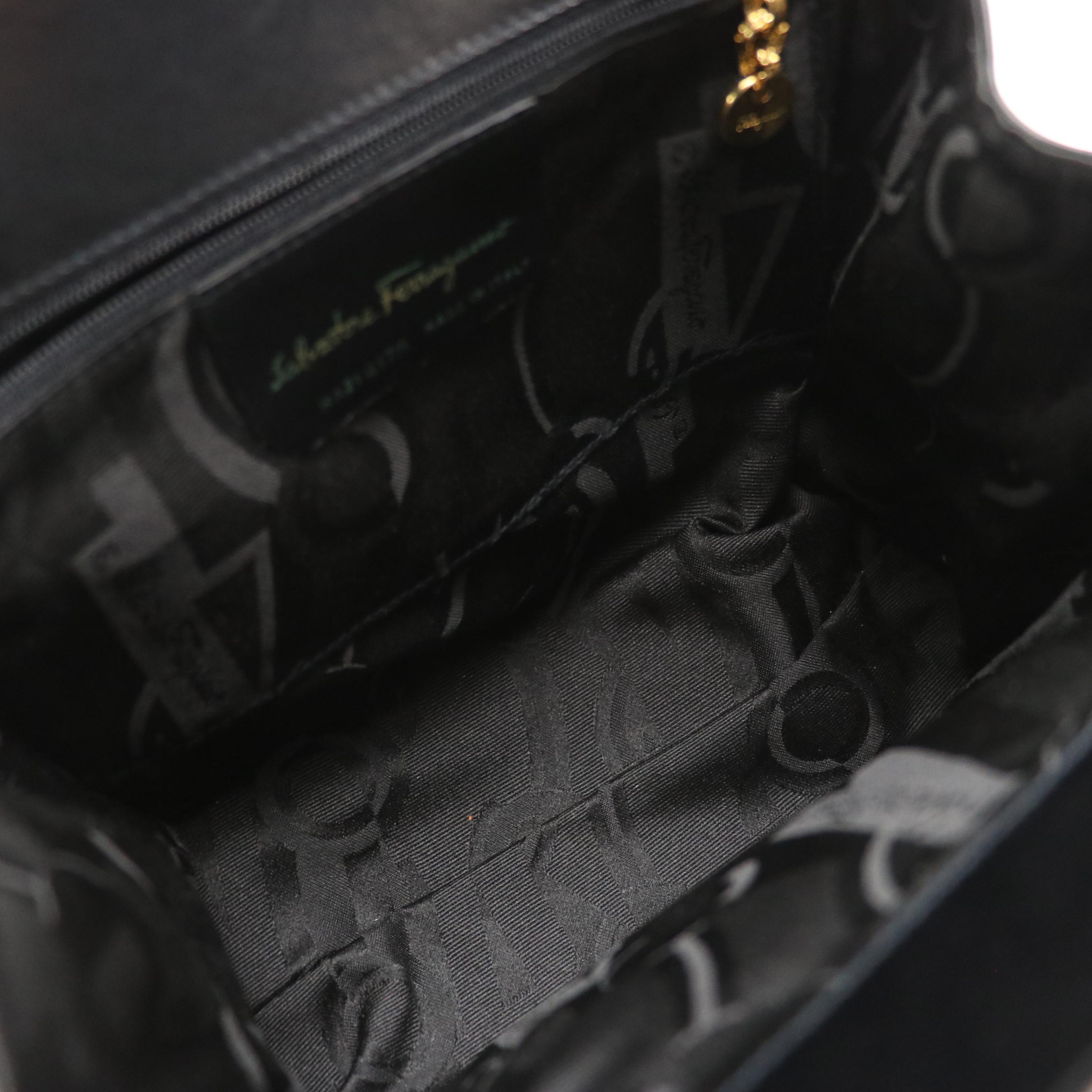 Salvatore Ferragamo Vara Bow Two-Way Bag in Black Leather