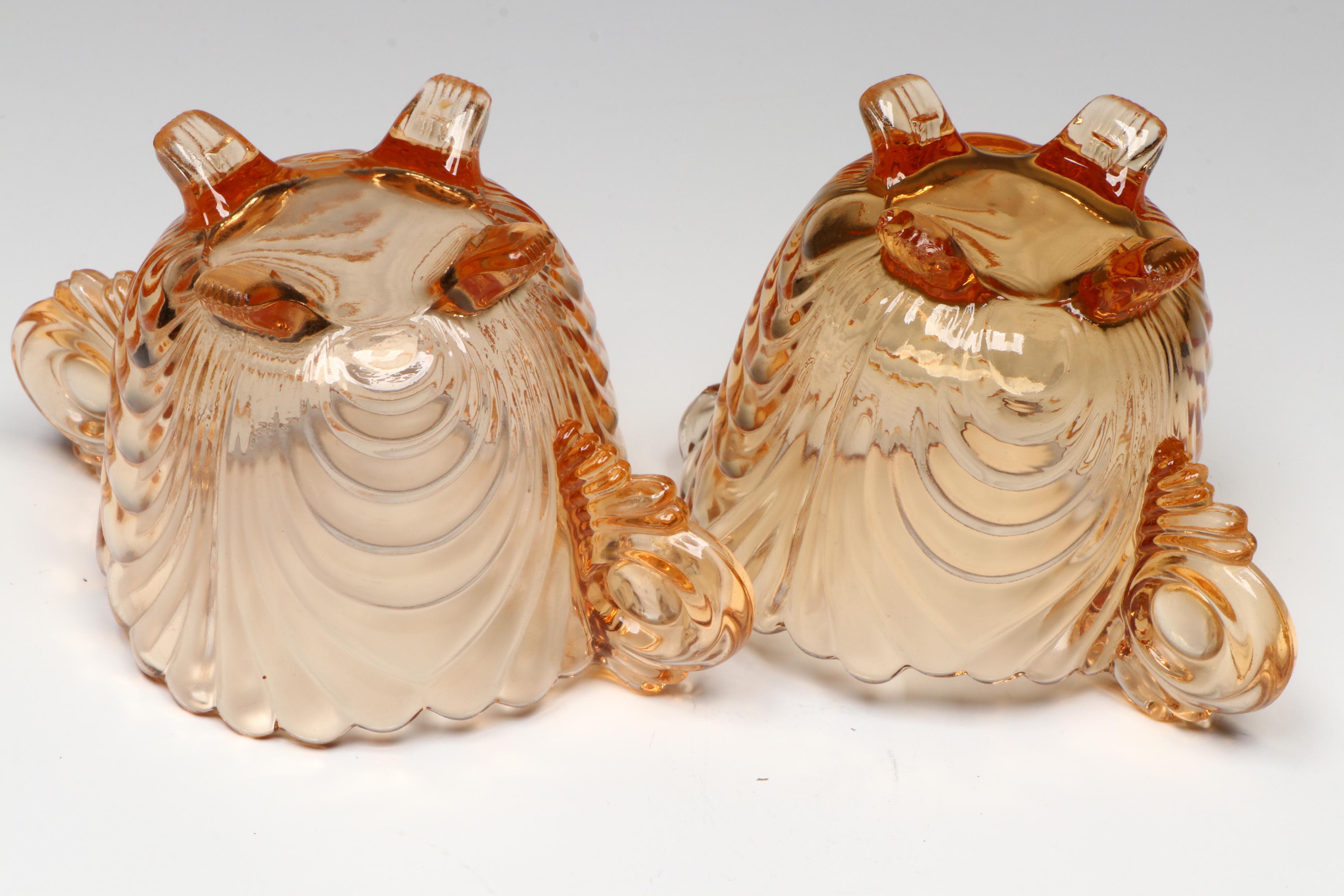 Cambridge "Caprice" Sugar and Creamer with Carnival Glass Vase and Other Bowl