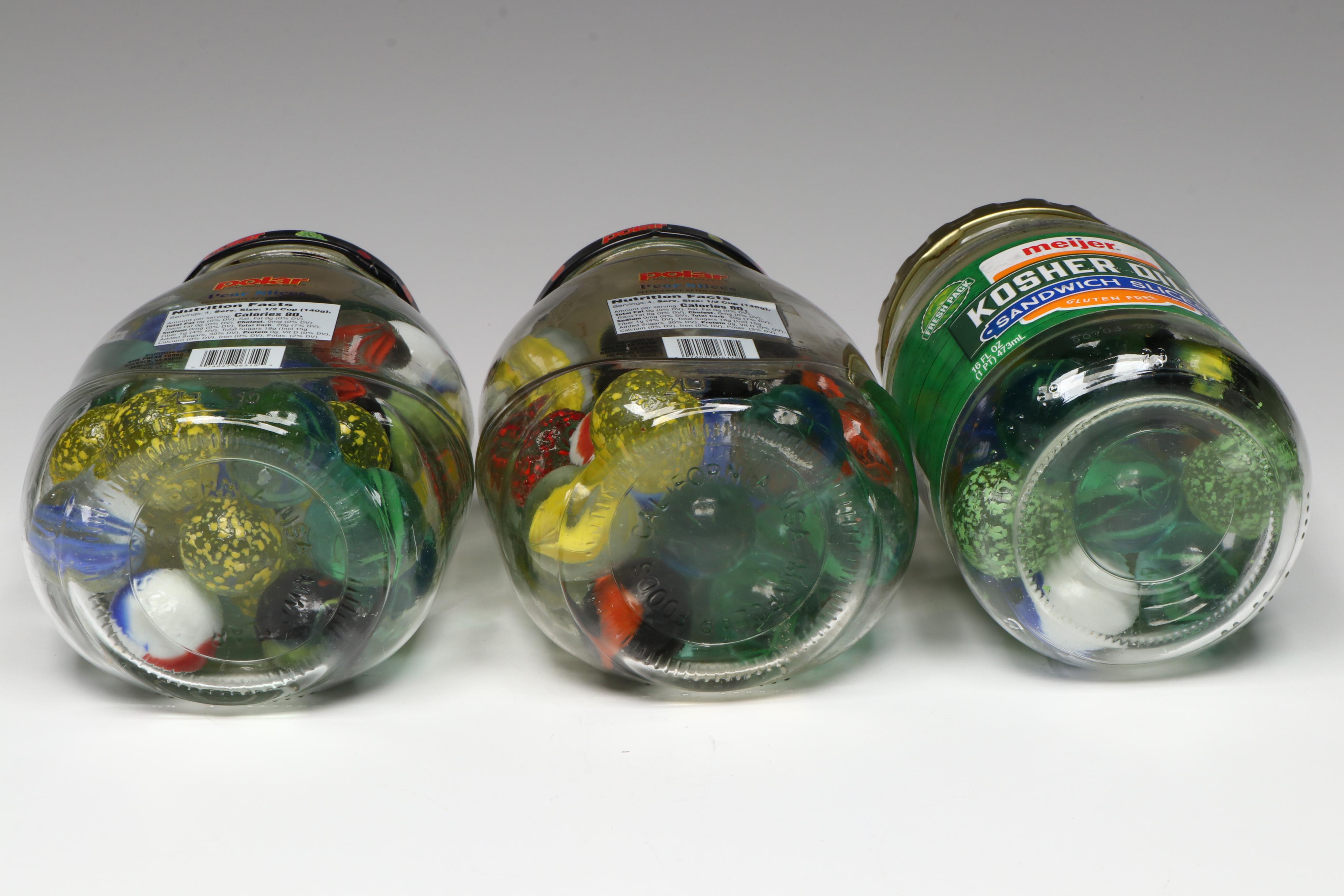 Jumbo Cat's Eye, Shooters, and More Glass Marbles in Jars