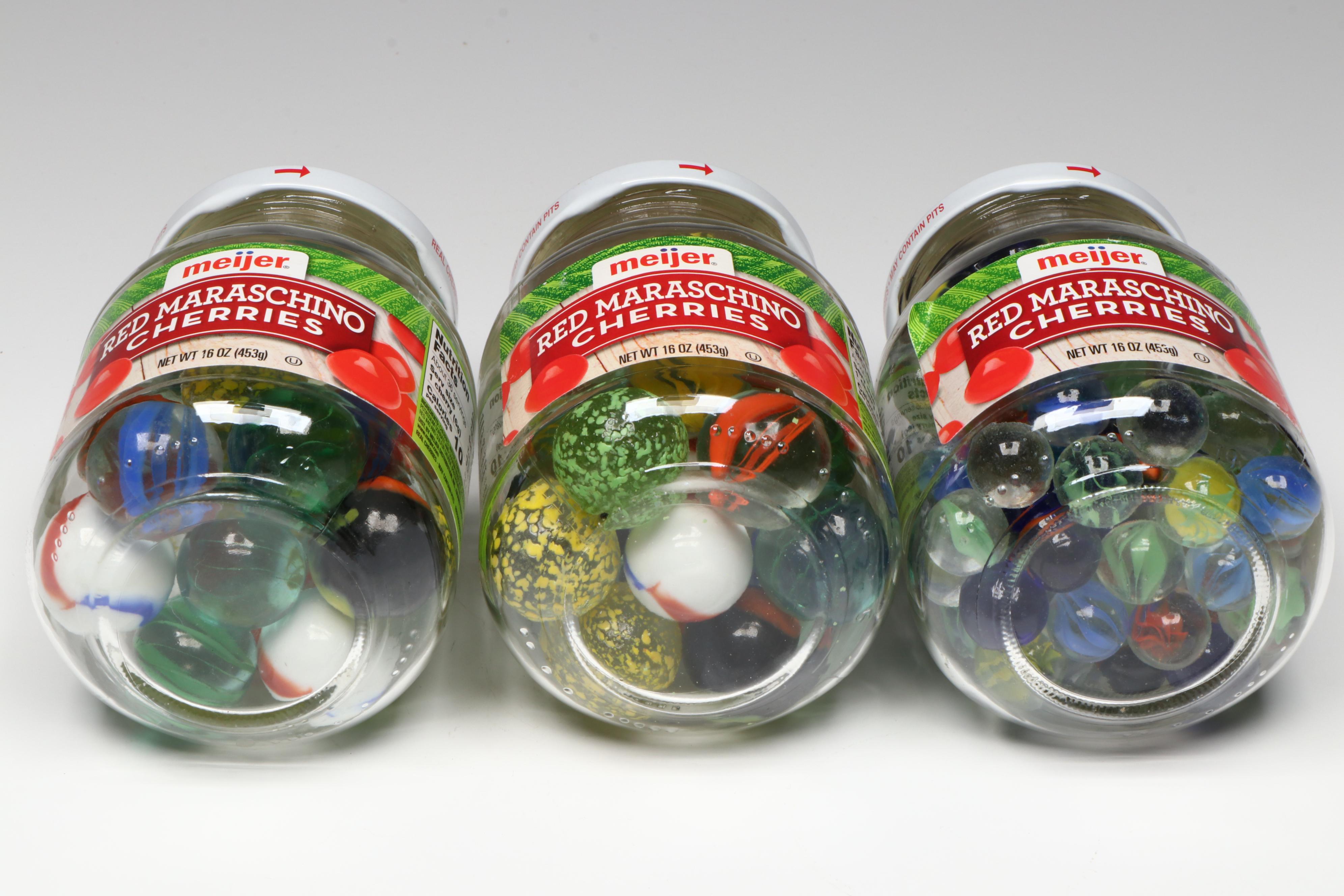 Jumbo Cat's Eye, Shooters, and More Glass Marbles in Jars