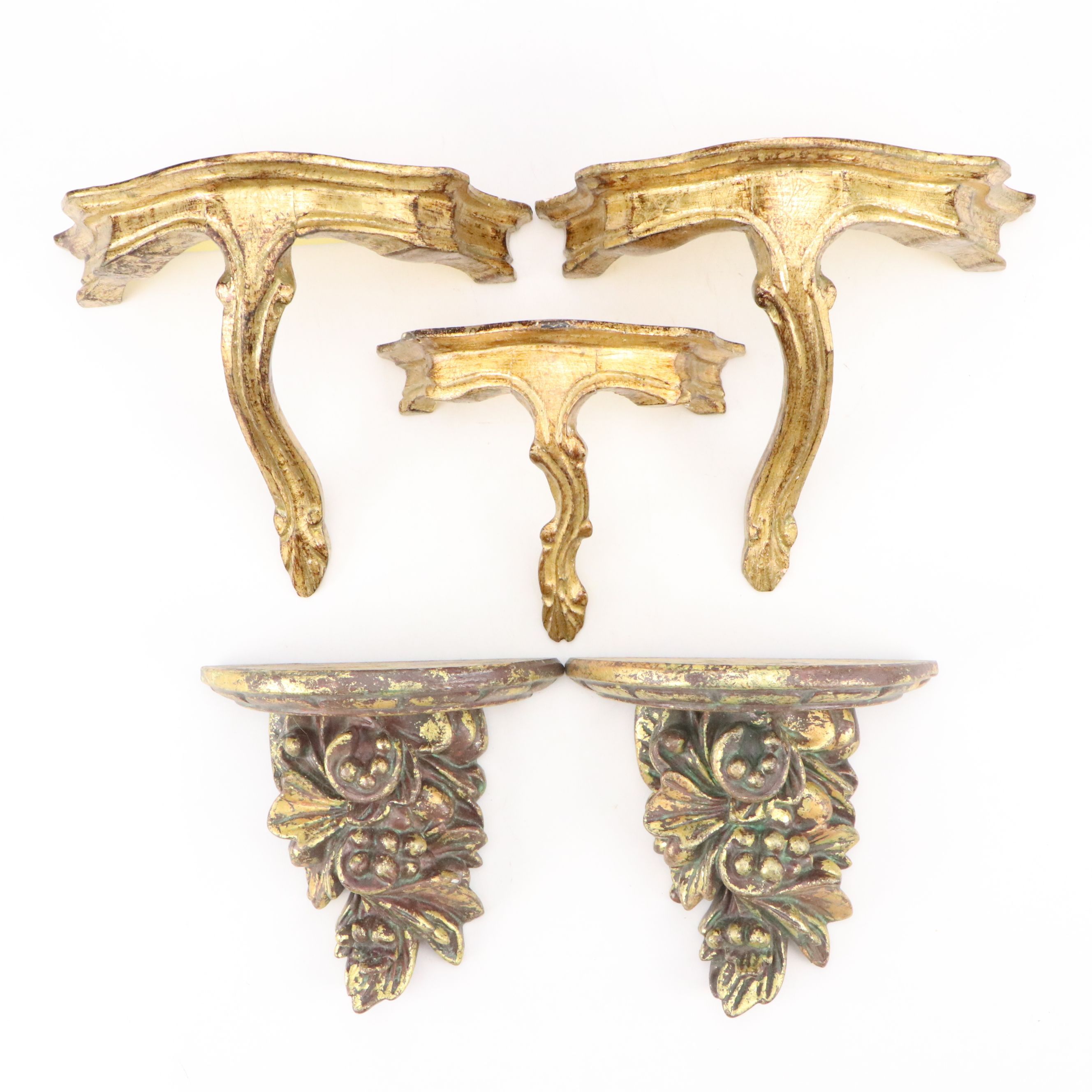 Italian Style Giltwood Wall Shelves, Late 20th Century
