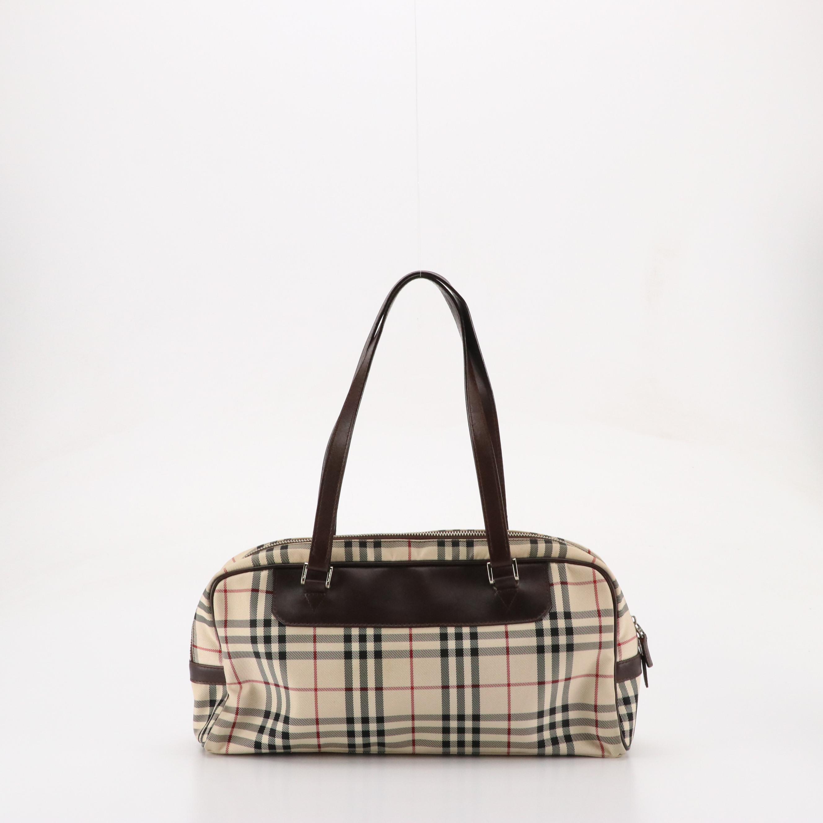 Burberry Crossbody Bag in Nova Check Canvas and Brown Leather Trim