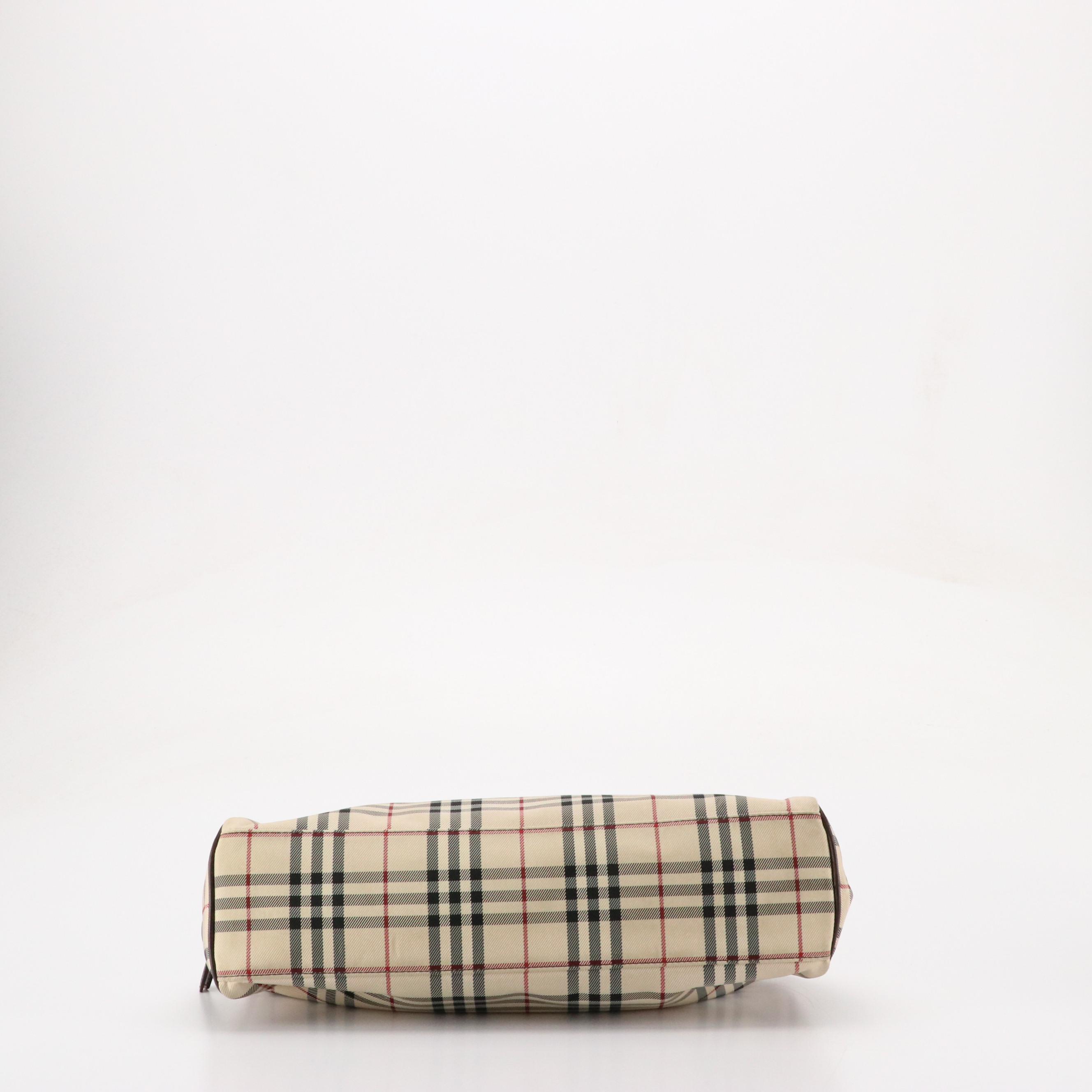 Burberry Crossbody Bag in Nova Check Canvas and Brown Leather Trim