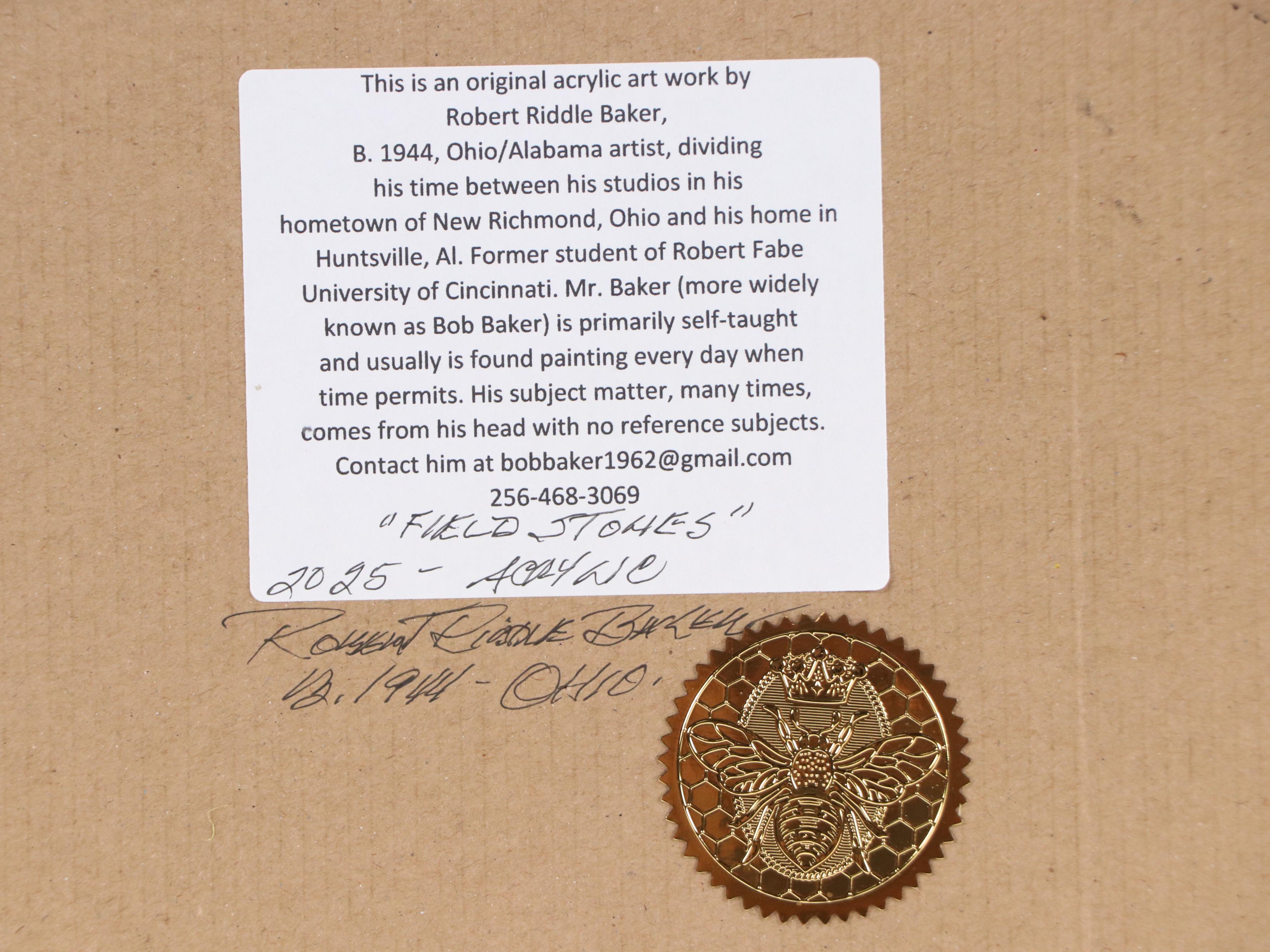 Robert Riddle Baker Landscape Acrylic Painting "Field Stones," 2025