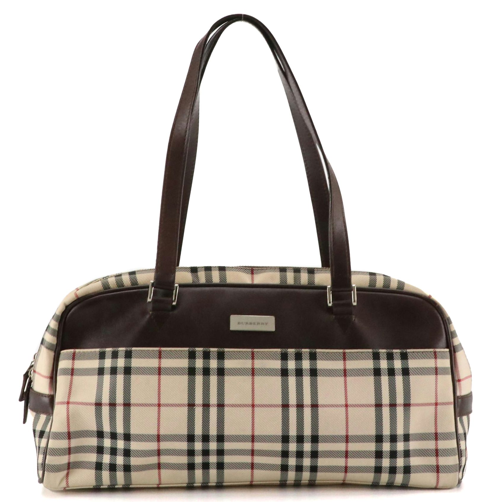 Burberry Crossbody Bag in Nova Check Canvas and Brown Leather Trim