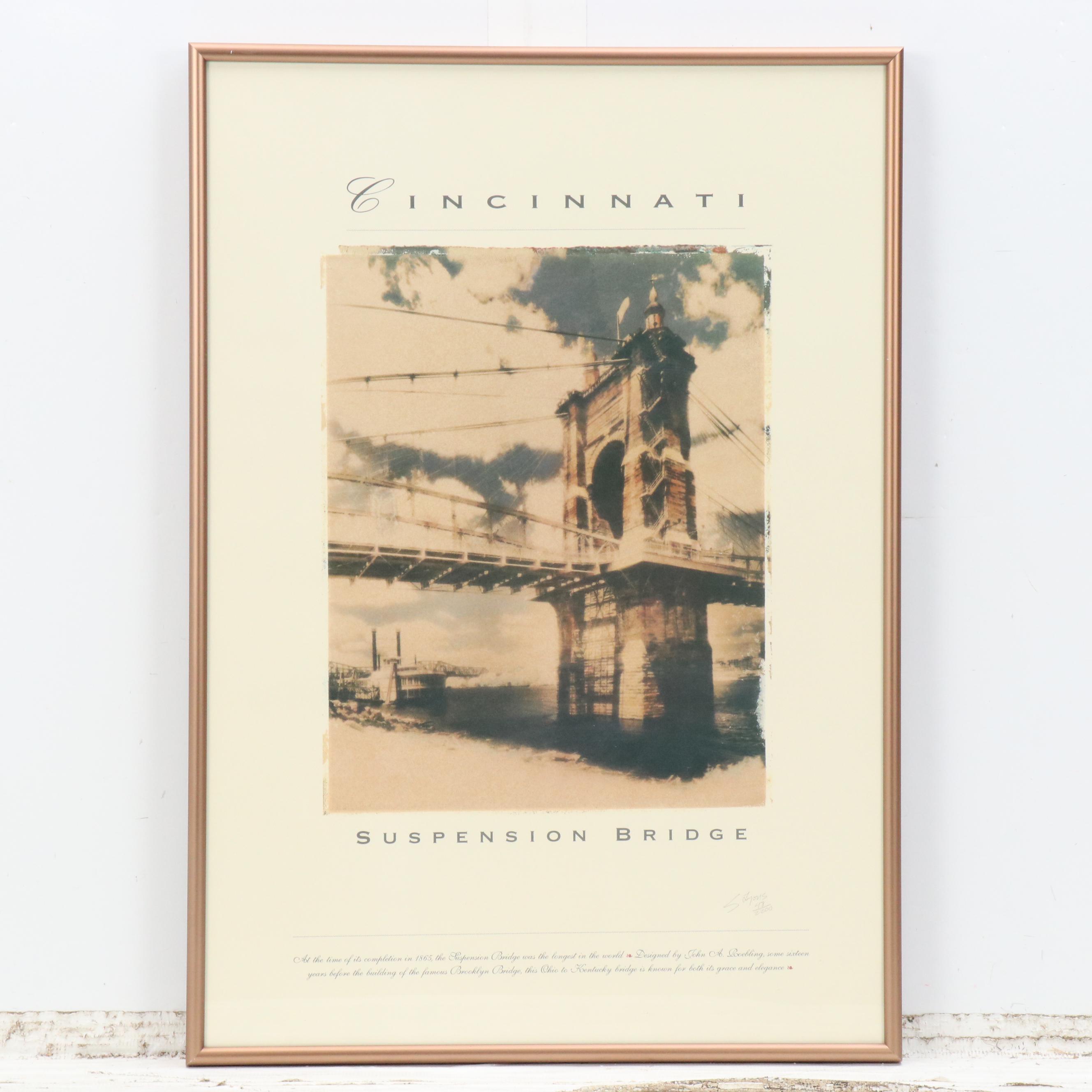 S. Lyons Offset Lithographs "Fountain Square" and Other, Late 20th Century