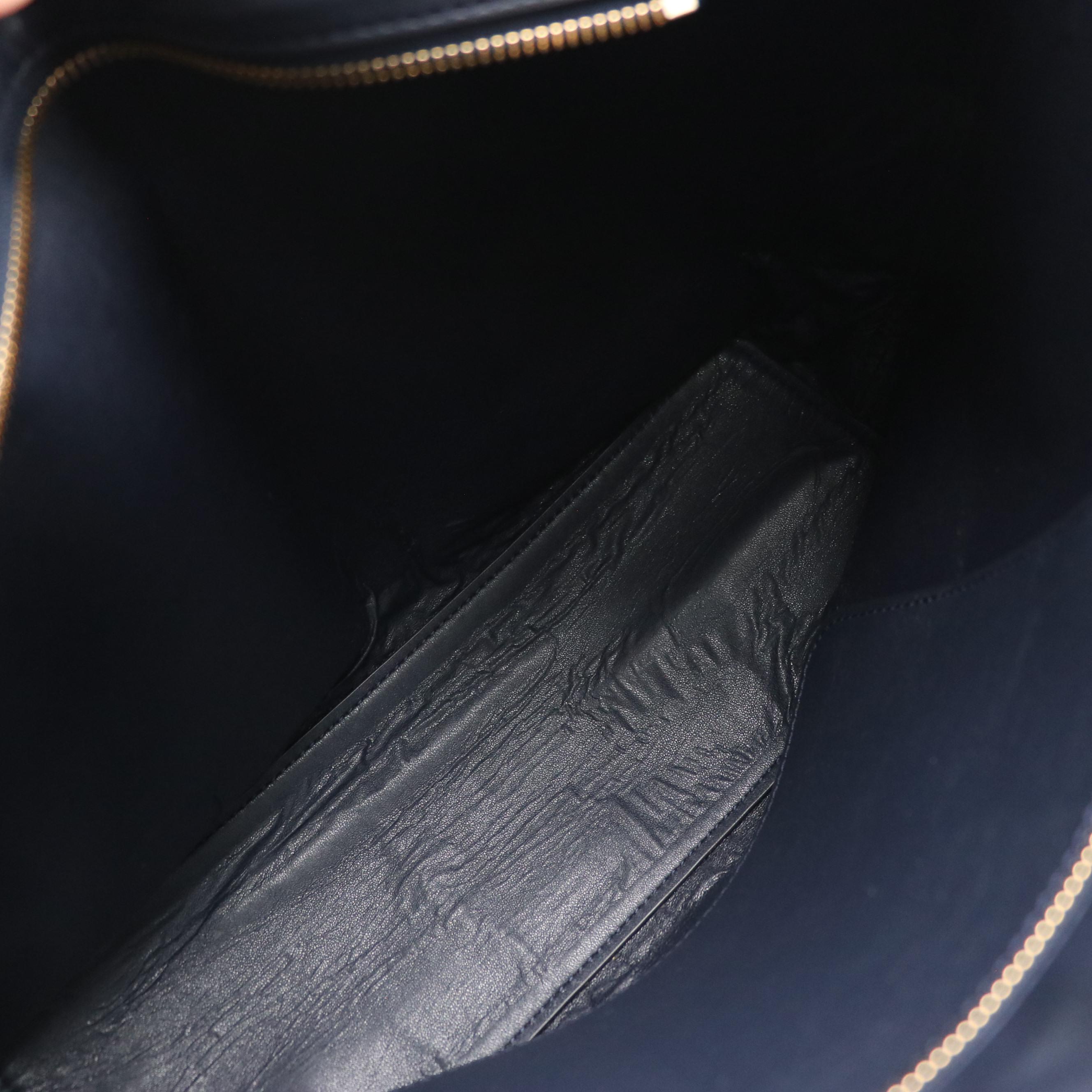 Tory Burch Gemini Link Two-Way Tote in Navy Coated Canvas and Faux Leather