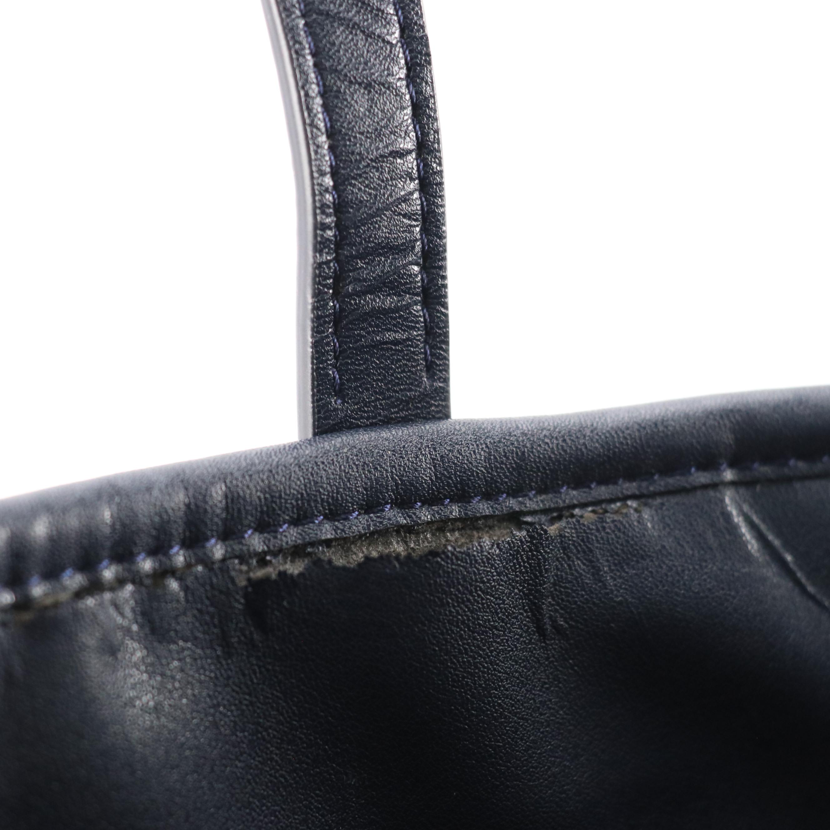 Tory Burch Gemini Link Two-Way Tote in Navy Coated Canvas and Faux Leather