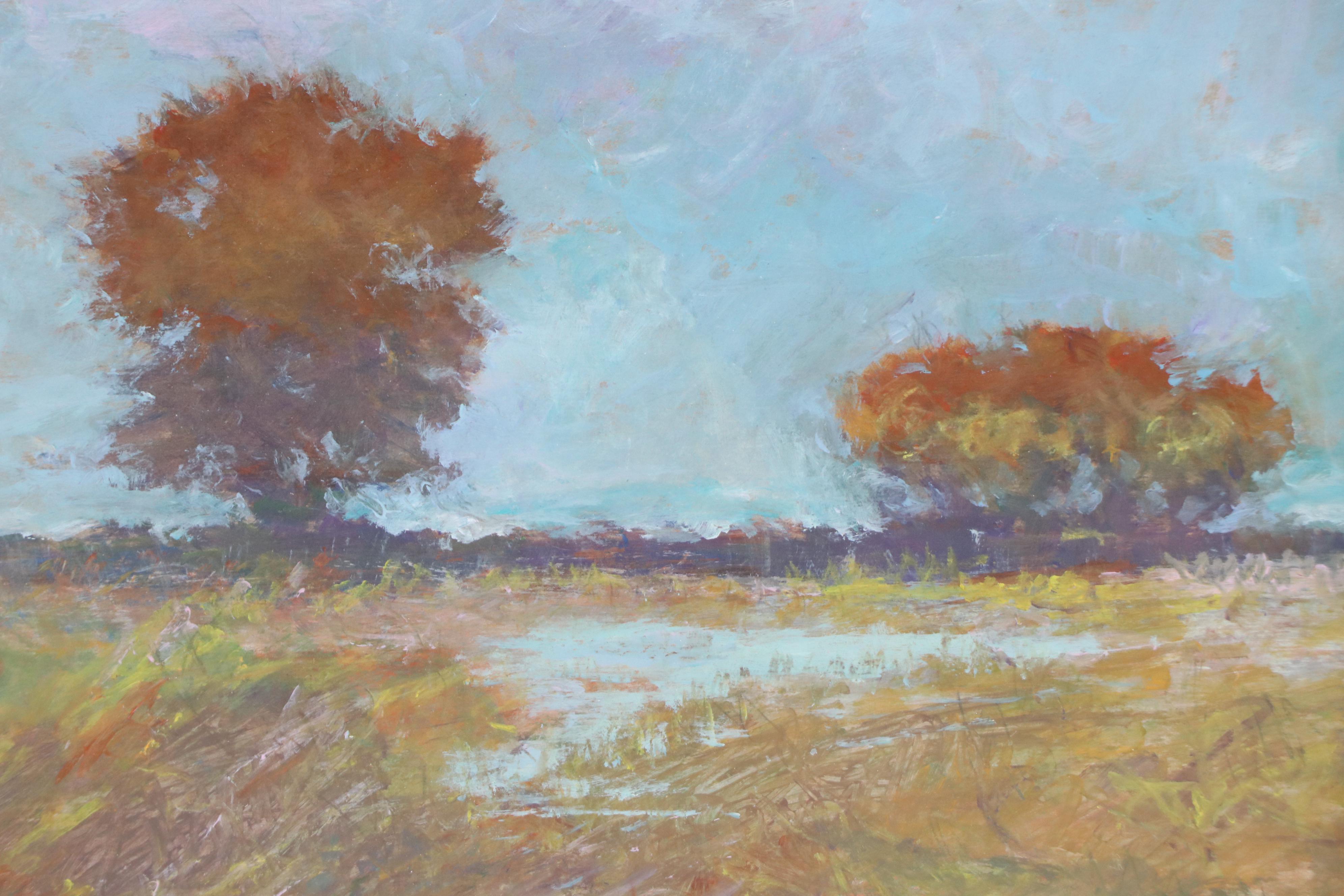 Robert Riddle Baker Landscape Acrylic Painting "Fall Rain," 2025