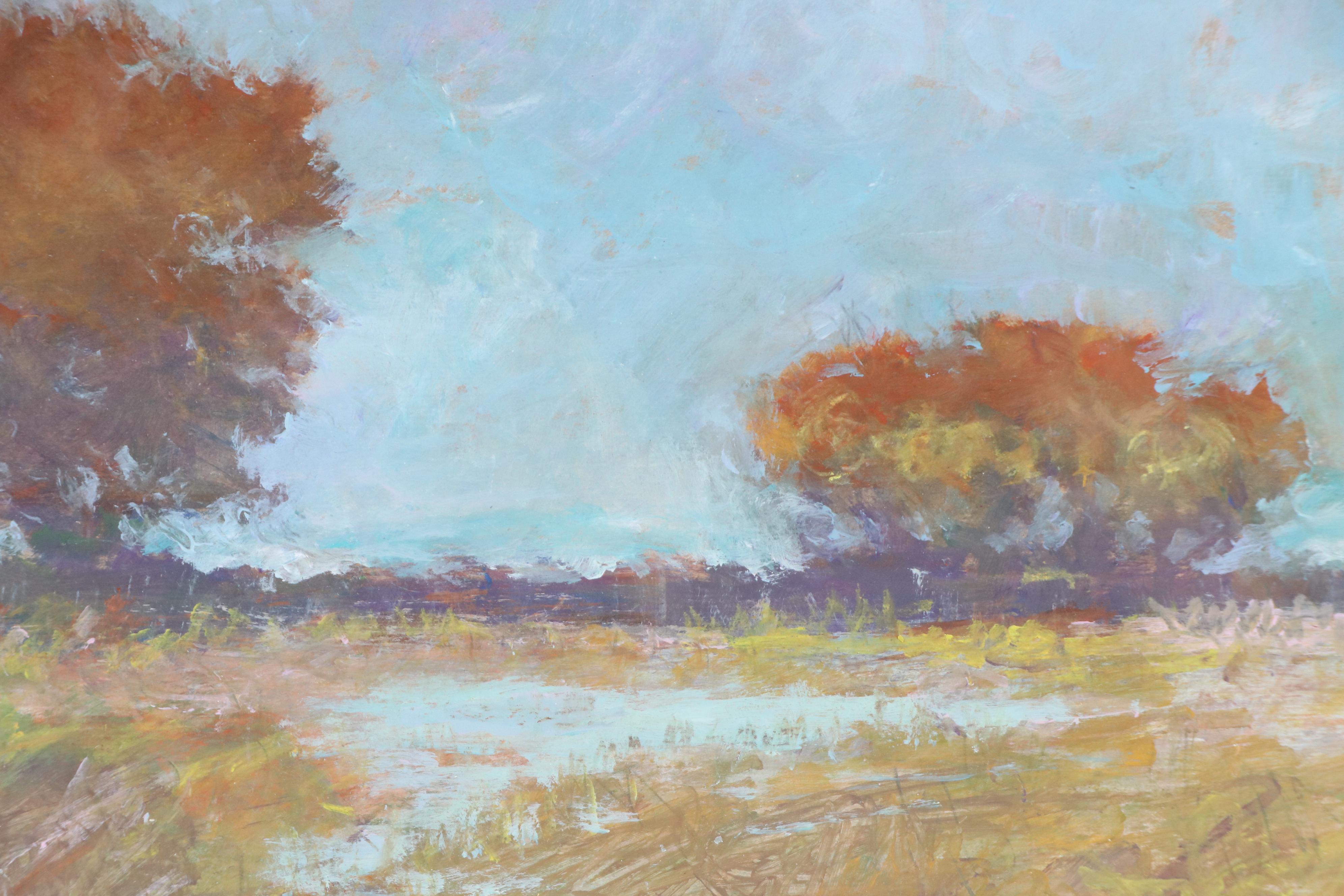 Robert Riddle Baker Landscape Acrylic Painting "Fall Rain," 2025