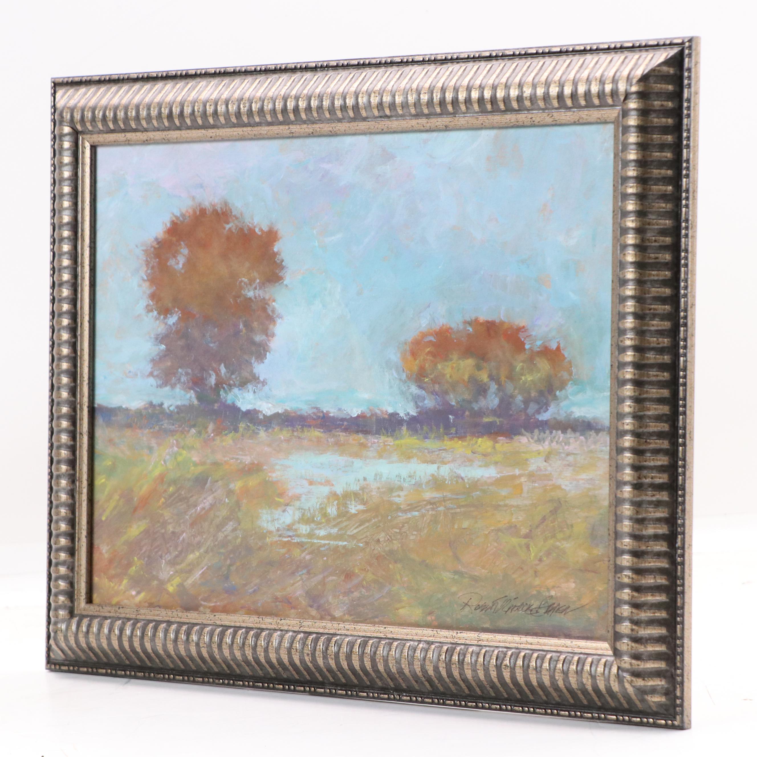 Robert Riddle Baker Landscape Acrylic Painting "Fall Rain," 2025