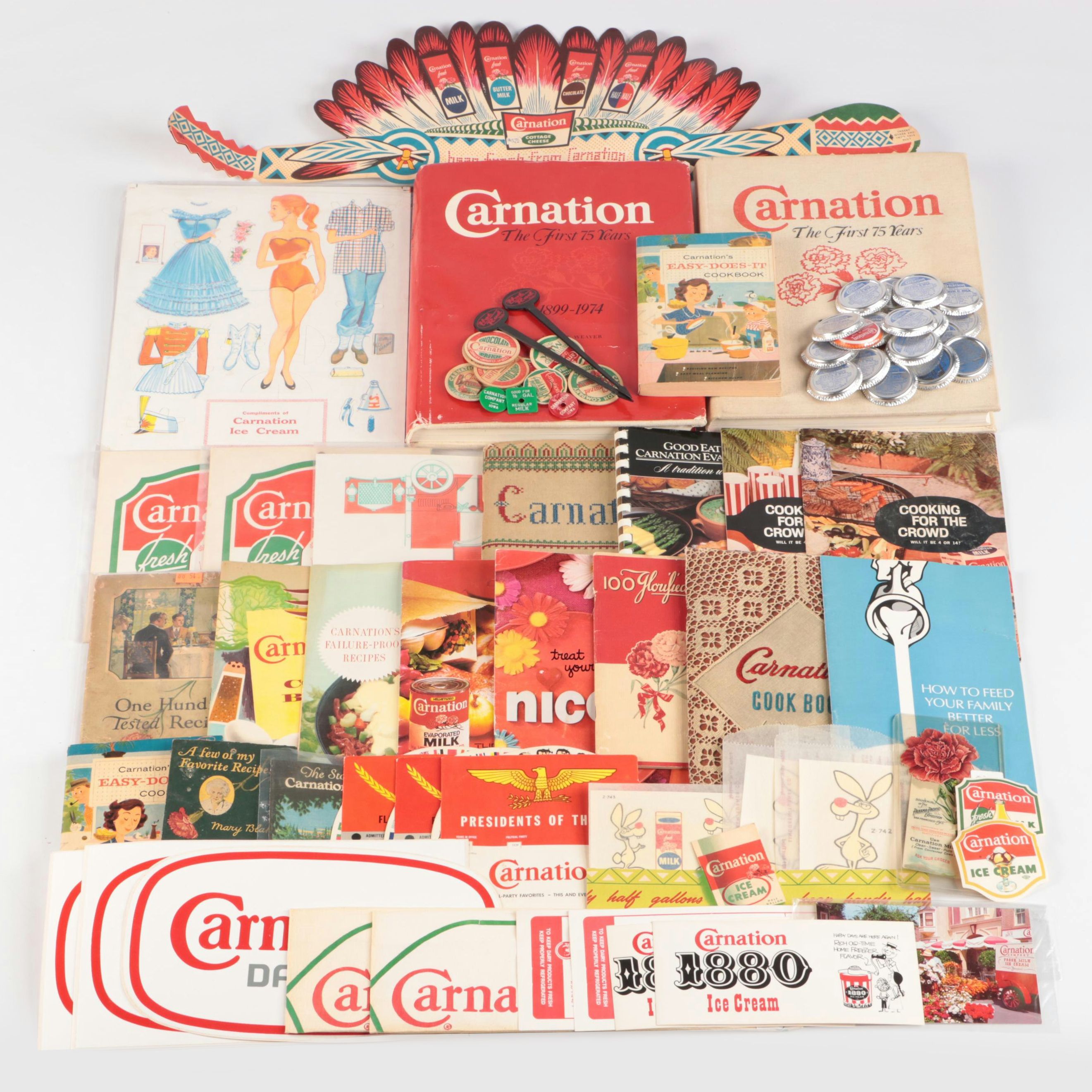 Carnation Milk Cookbooks, Bumper Stickers, and Other Memorablia