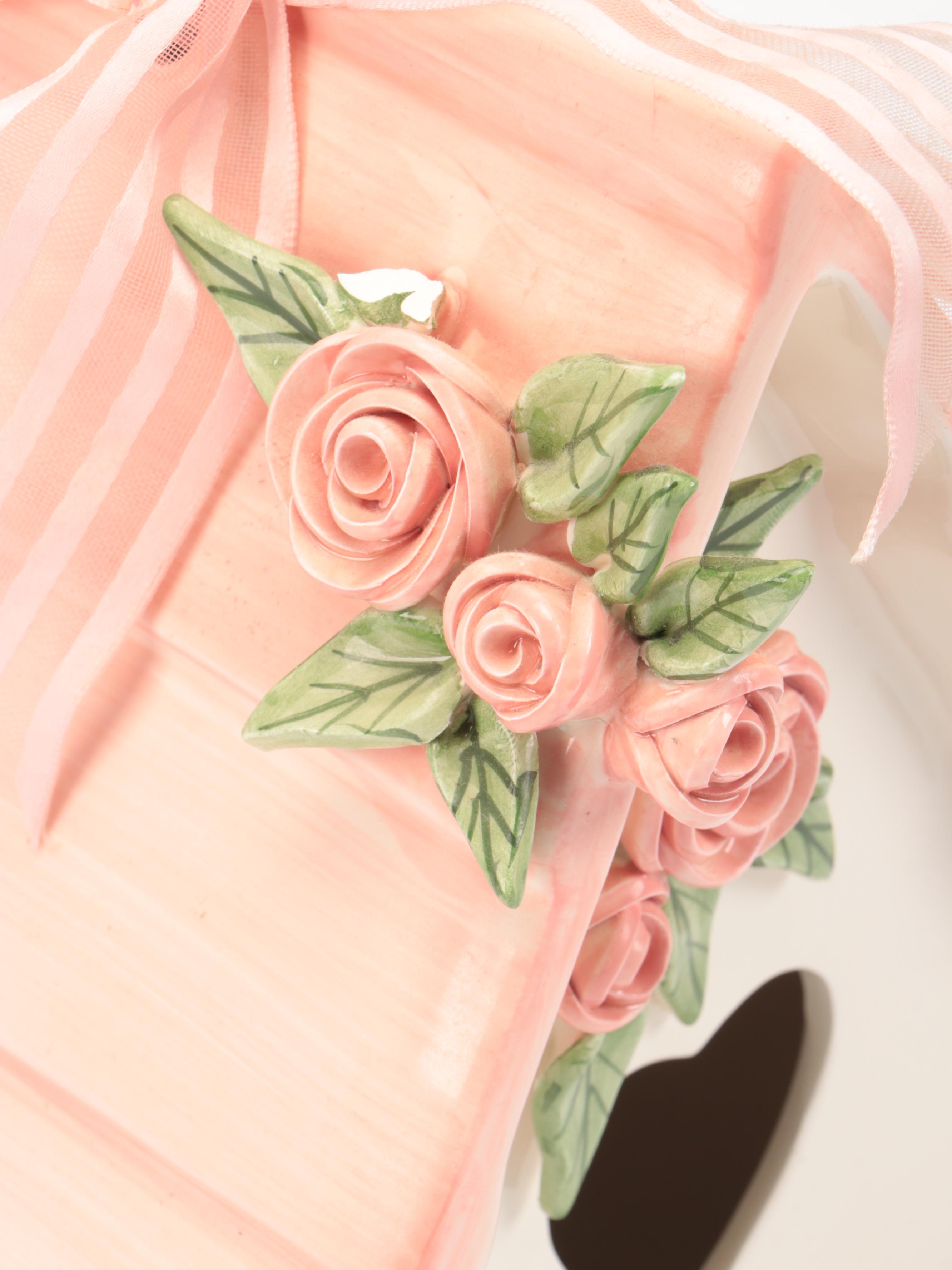 Los Angeles Pottery Pitcher, Mudpie Ceramic Birdhouse, and Tulip Ceramic Teapot