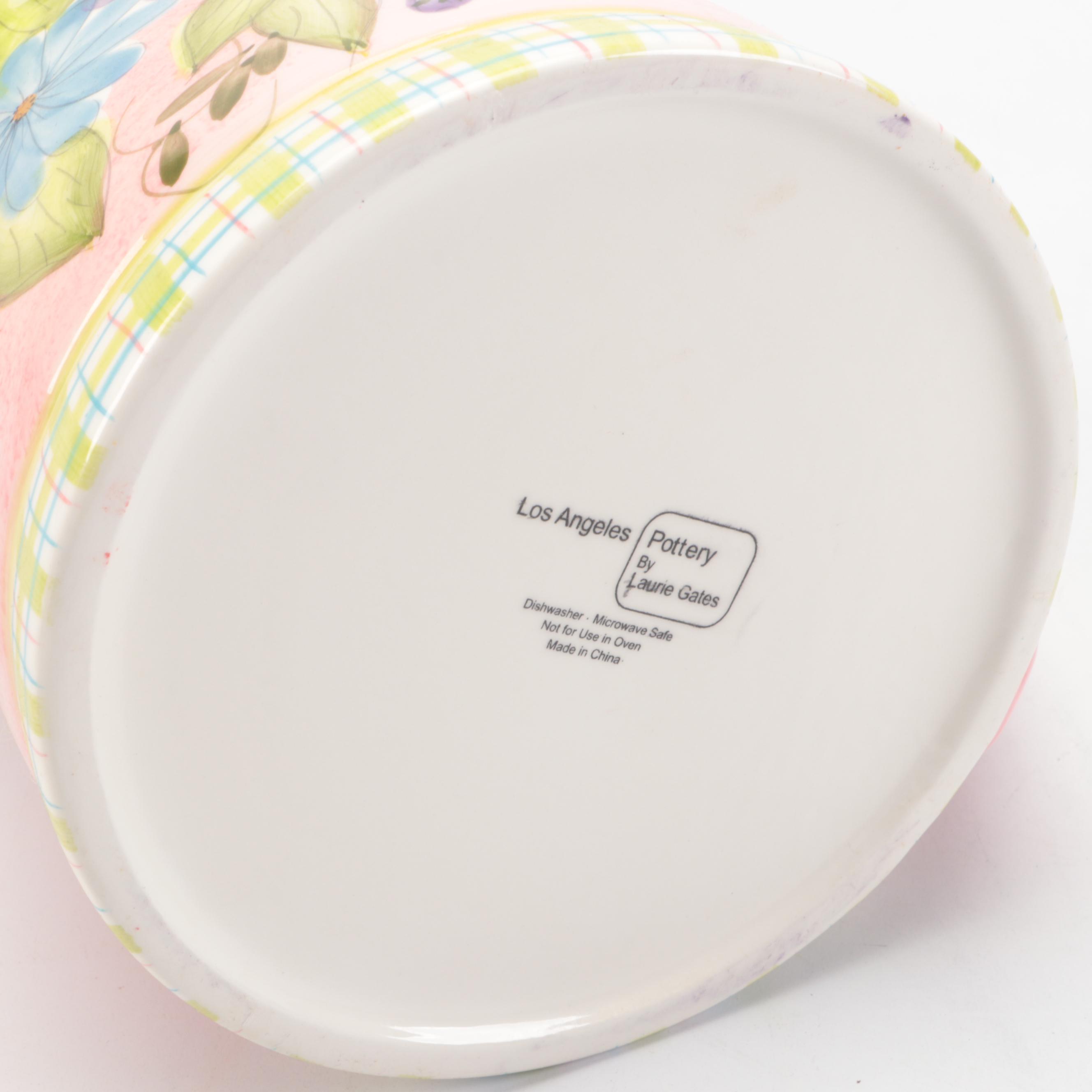 Los Angeles Pottery Pitcher, Mudpie Ceramic Birdhouse, and Tulip Ceramic Teapot