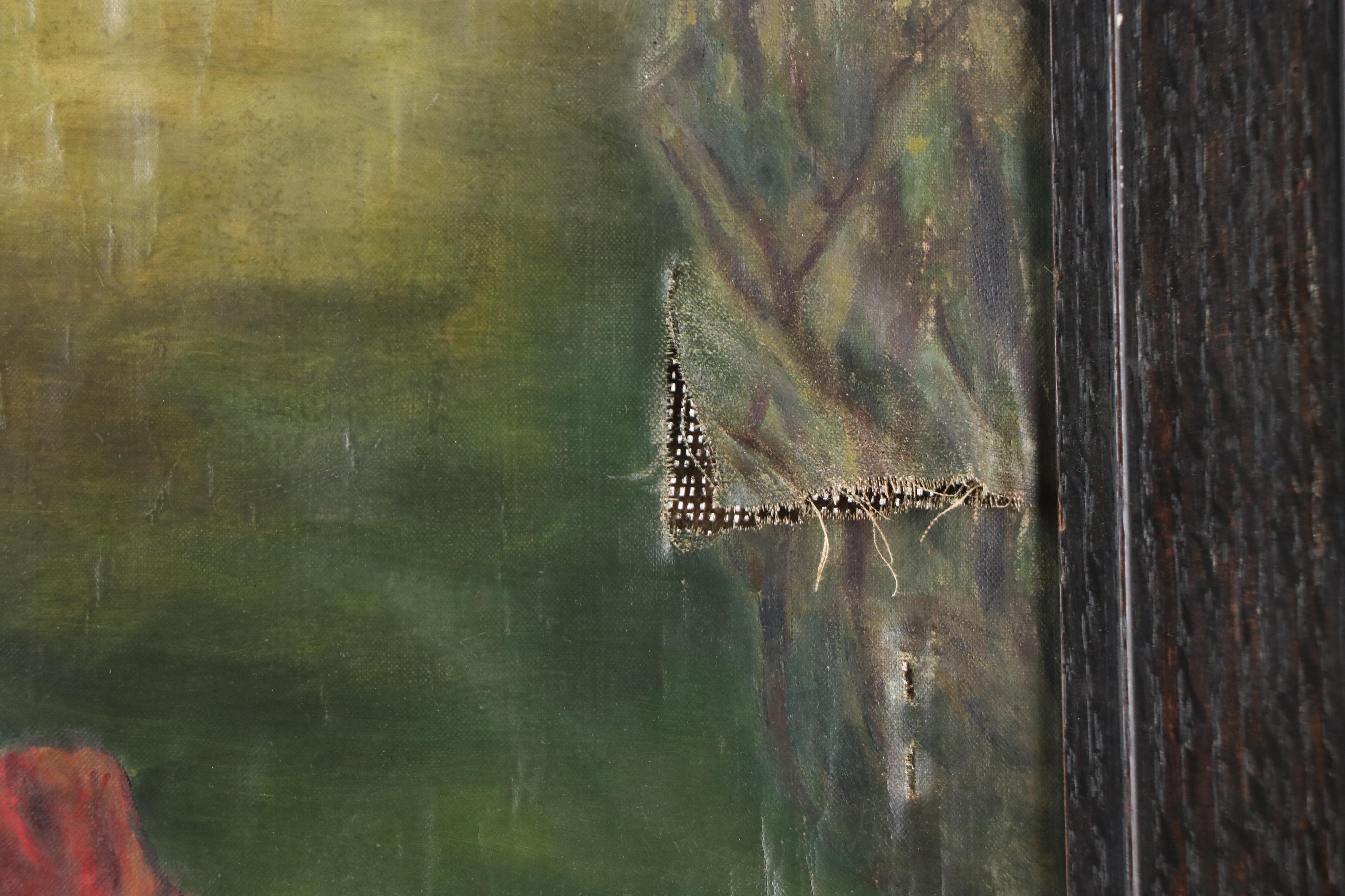 Allegorical Classical-Inspired Oil Painting of Lovers Walking in Field