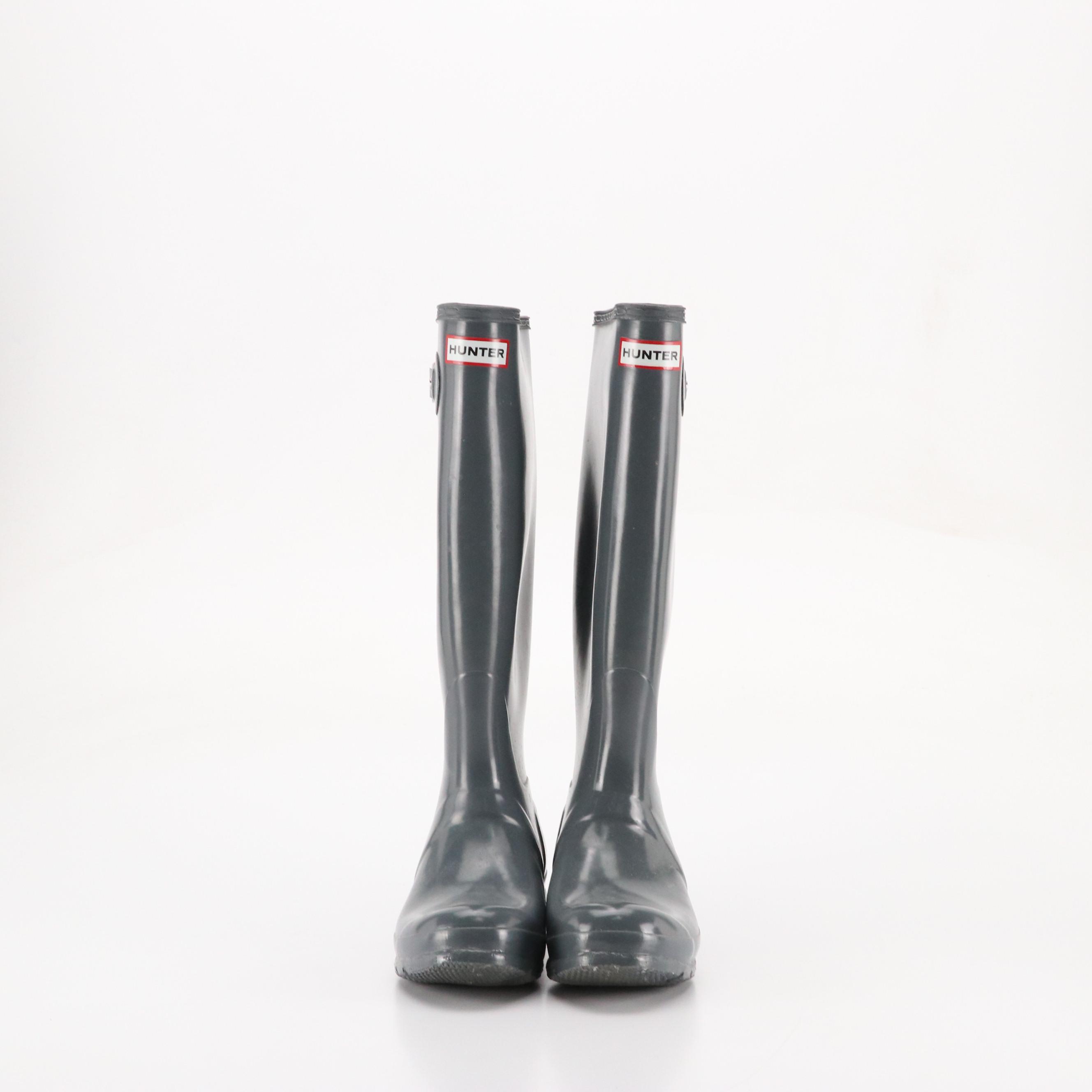 Hunter Slate Grey Original Gloss Tall Rain Boots