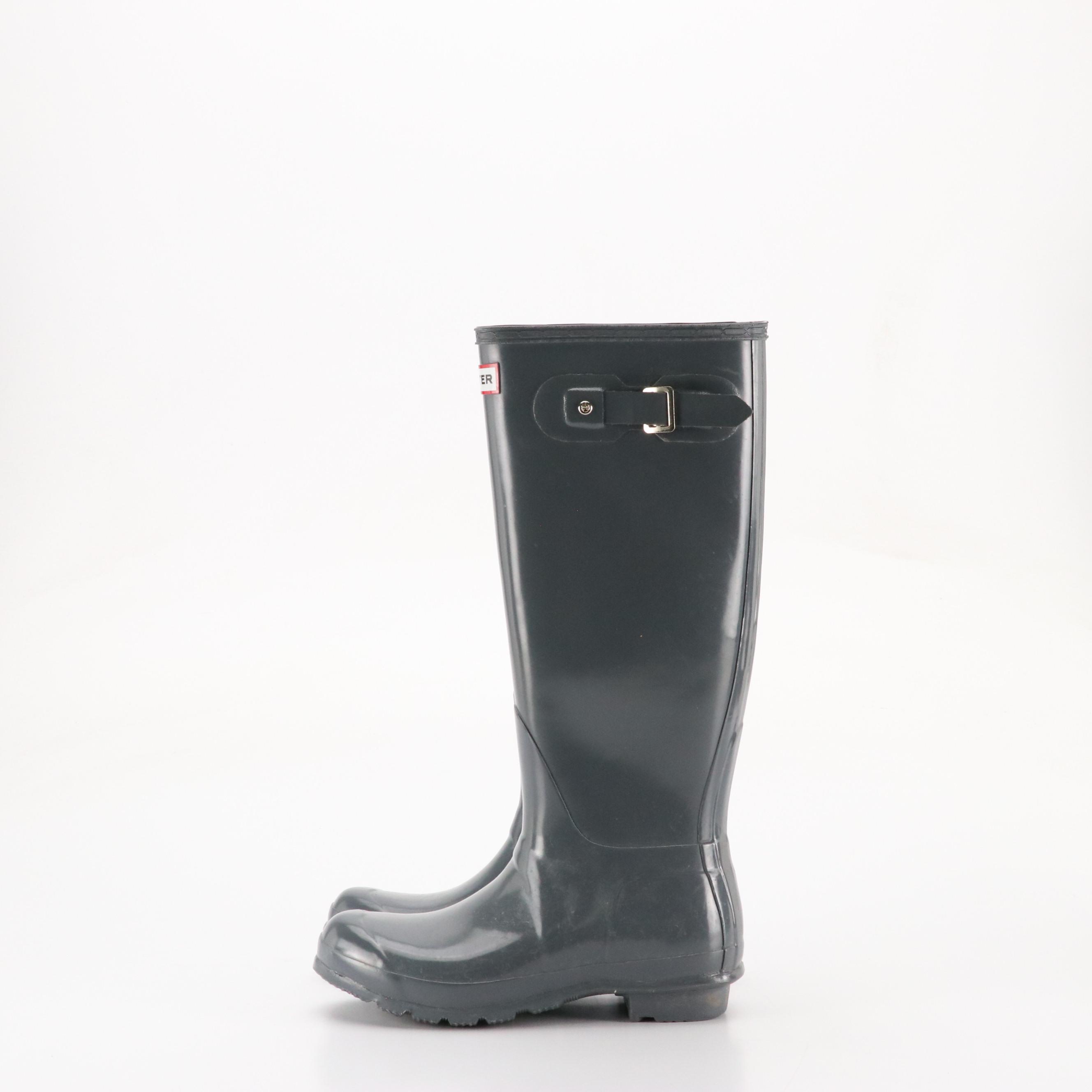 Hunter Slate Grey Original Gloss Tall Rain Boots
