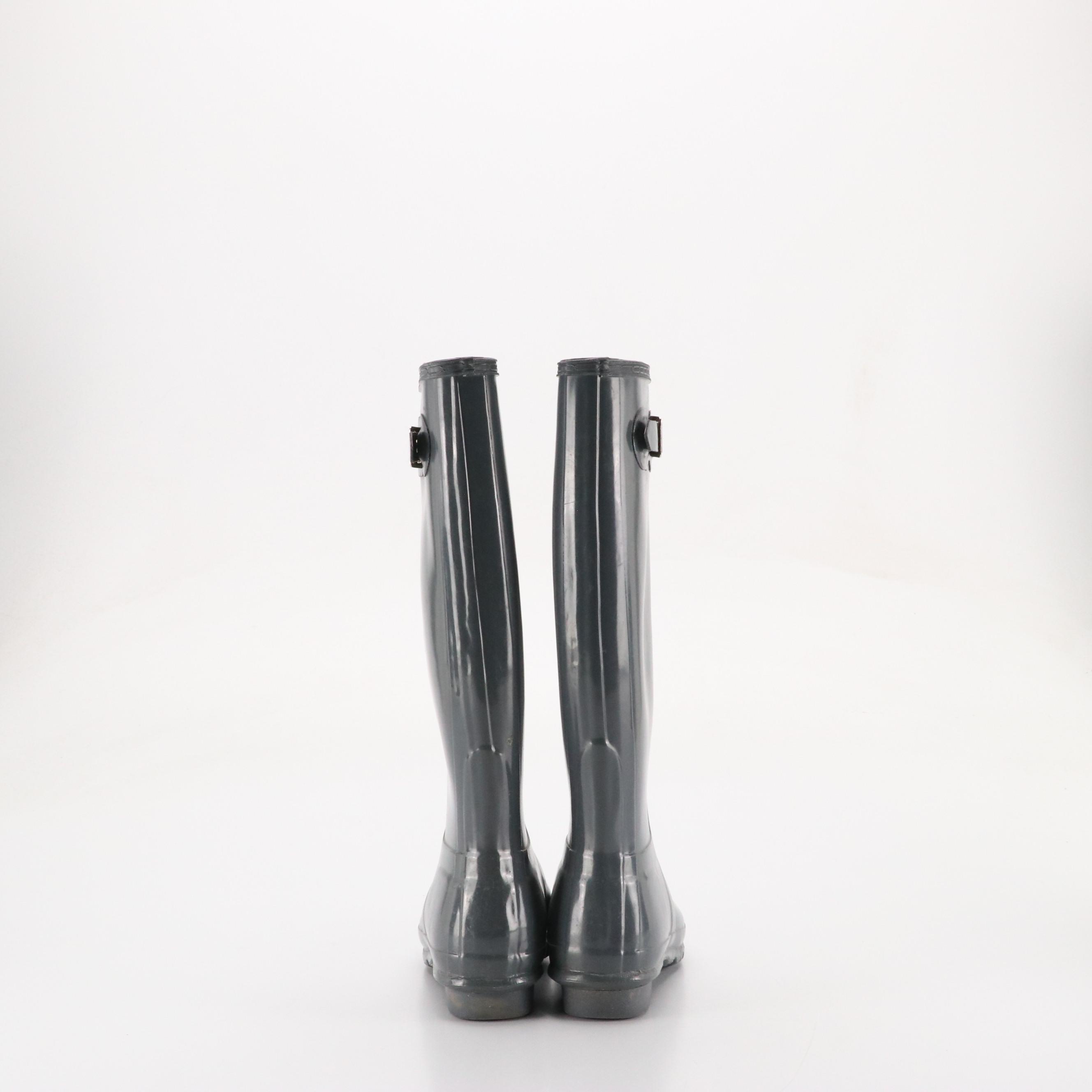 Hunter Slate Grey Original Gloss Tall Rain Boots