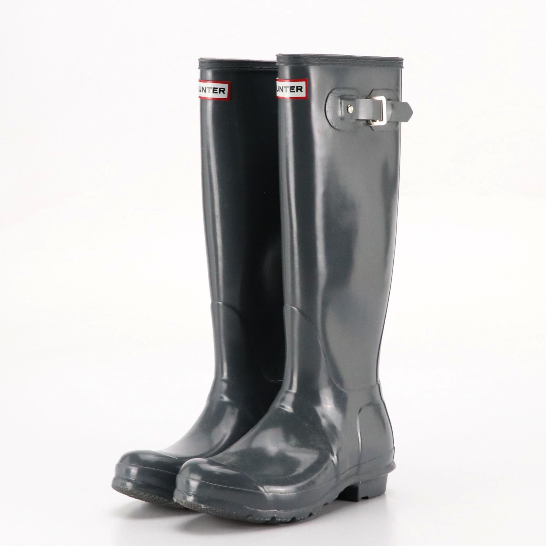 Hunter Slate Grey Original Gloss Tall Rain Boots